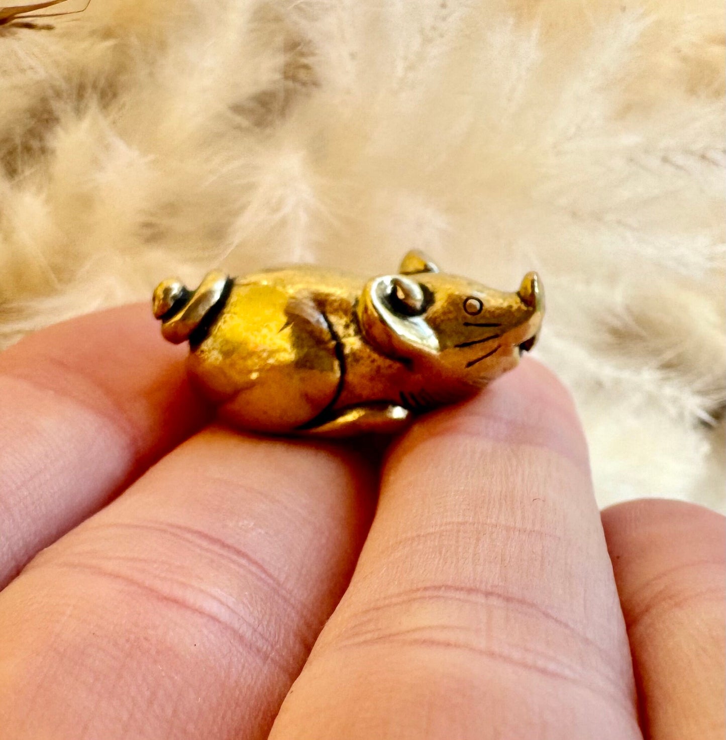 Whimsical Smiley Mouse Talisman - Lucky Charm Statuette