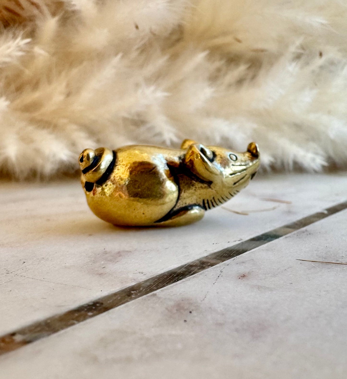 Whimsical Smiley Mouse Talisman - Lucky Charm Statuette