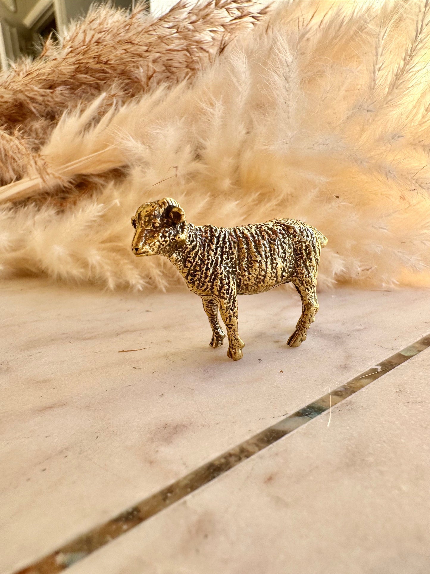 Solid brass sheep sculpture, Farm animal figurine, ram ornament, lamb Figure Statue