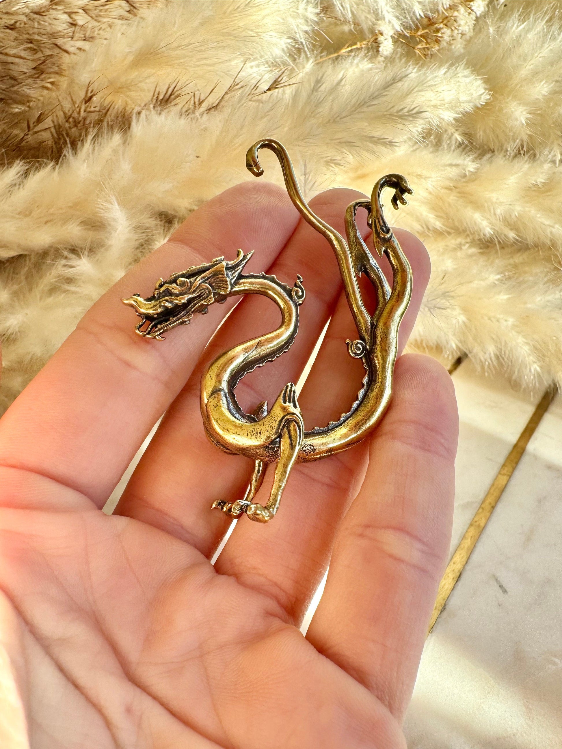 Playing Dragon Figurine, Chinese Bronze Feng Shui Animal Kylin Unicorn Statue, Rare China Loong figure, Wealth fly Chi-lin