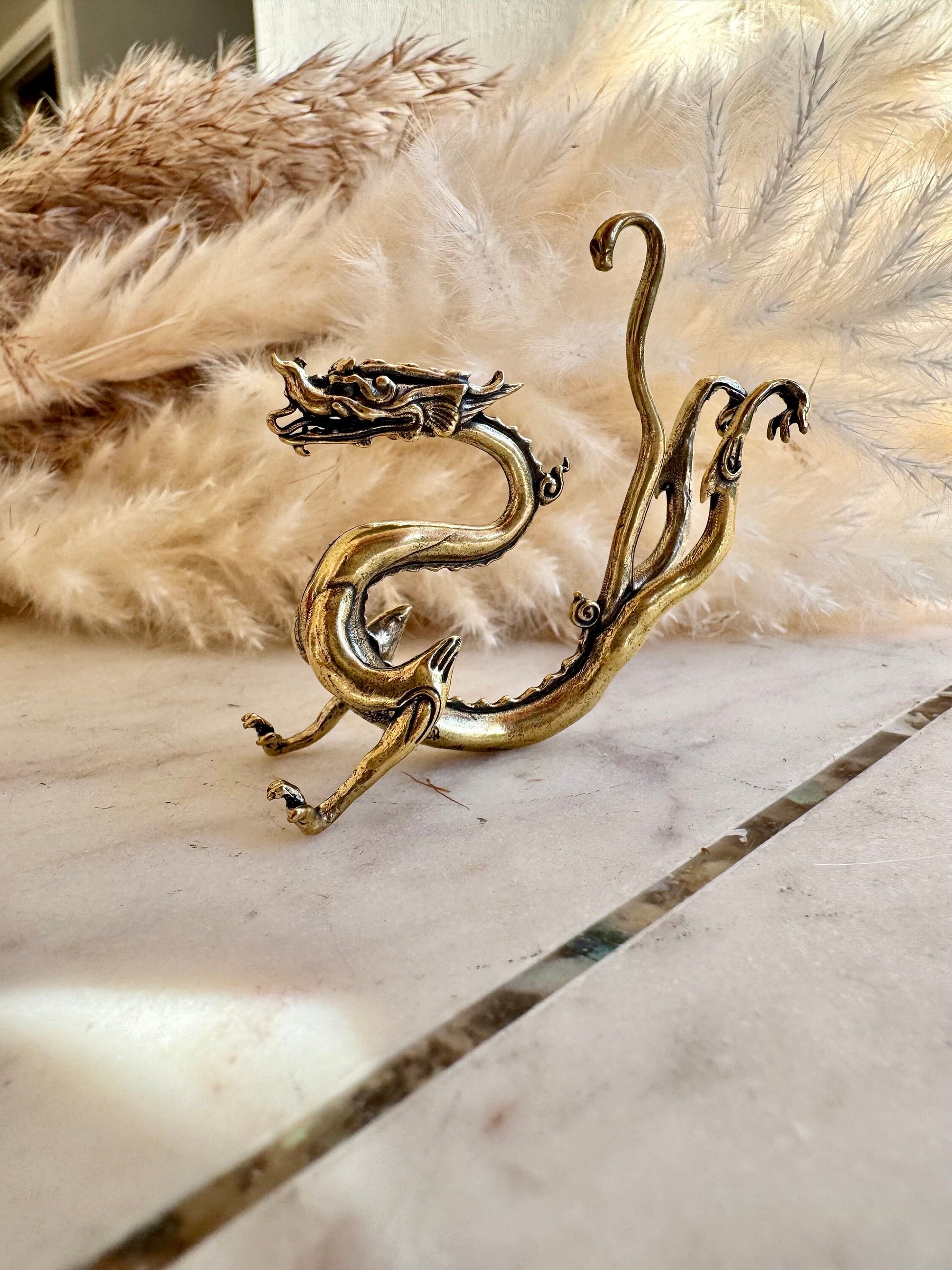 Playing Dragon Figurine, Chinese Bronze Feng Shui Animal Kylin Unicorn Statue, Rare China Loong figure, Wealth fly Chi-lin