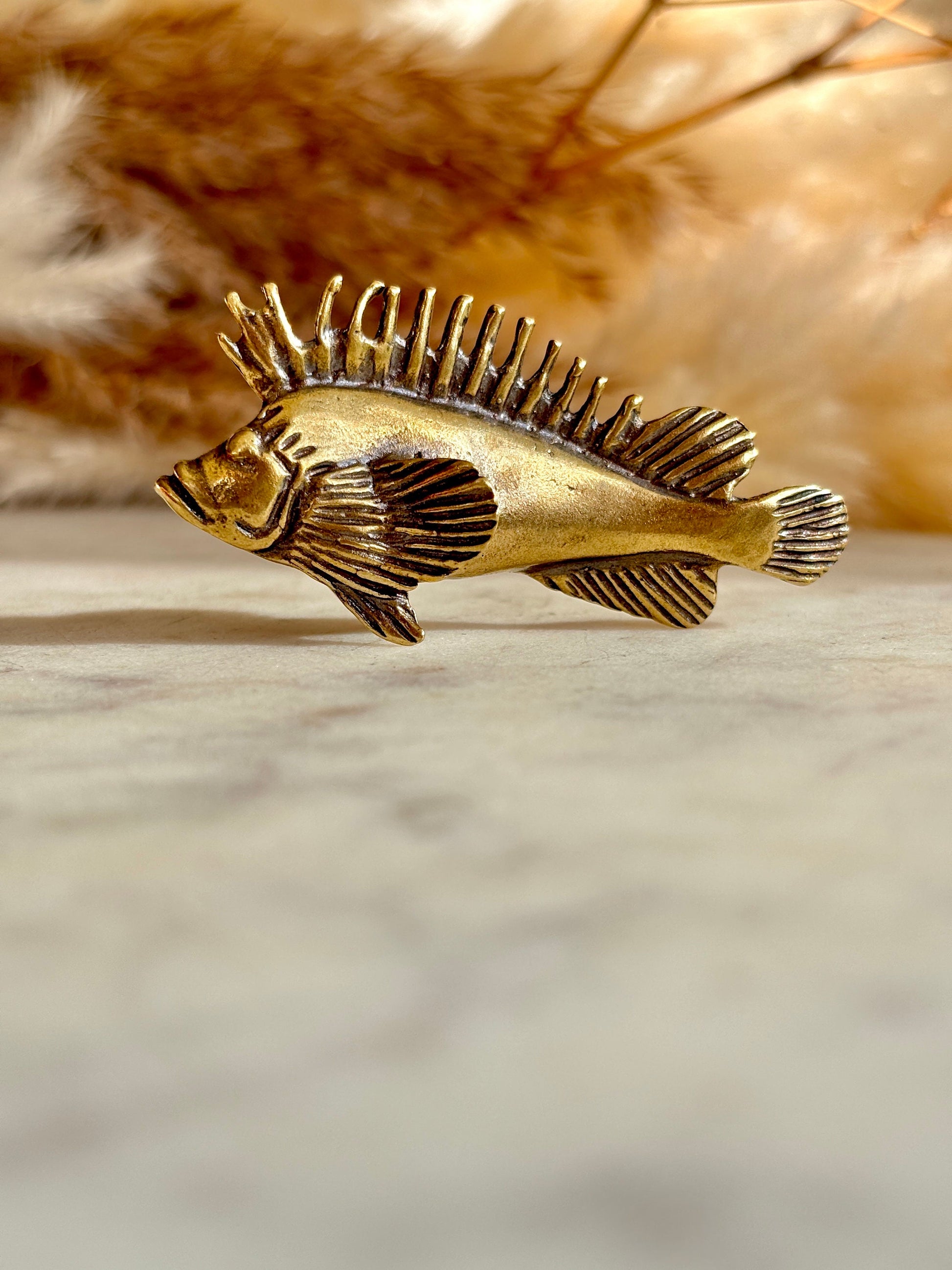 Beautiful solid brass Sea ravens fish miniature, rare fish metal figurine, metal craftsmanship fish figurine, collectible gift for fisherman