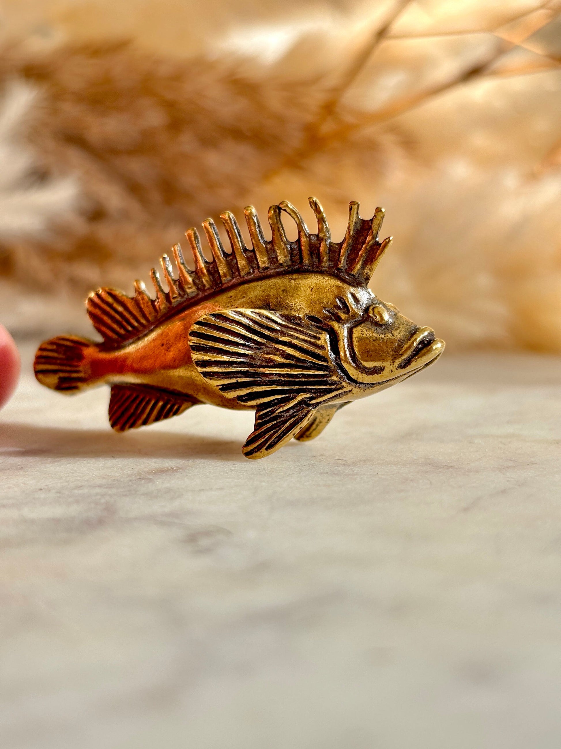 Beautiful solid brass Sea ravens fish miniature, rare fish metal figurine, metal craftsmanship fish figurine, collectible gift for fisherman