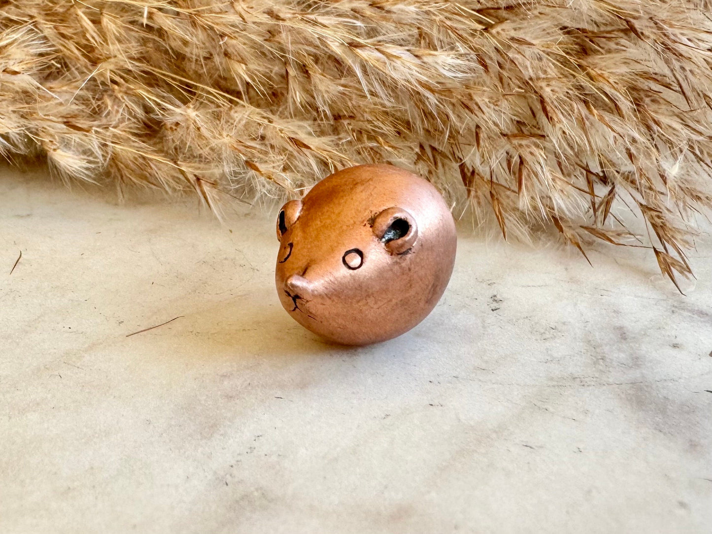 Cool style Copper Cute Fat Little Mouse Figurine, Round Rat Sculpture, Adorable tiny mouse miniature