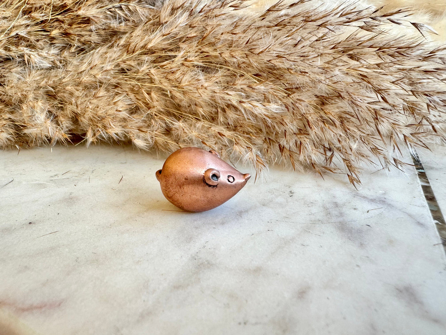 Cool style Copper Cute Fat Little Mouse Figurine, Round Rat Sculpture, Adorable tiny mouse miniature
