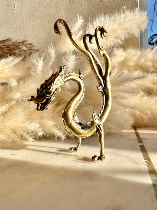Playing Dragon Figurine, Chinese Bronze Feng Shui Animal Kylin Unicorn Statue, Rare China Loong figure, Wealth fly Chi-lin