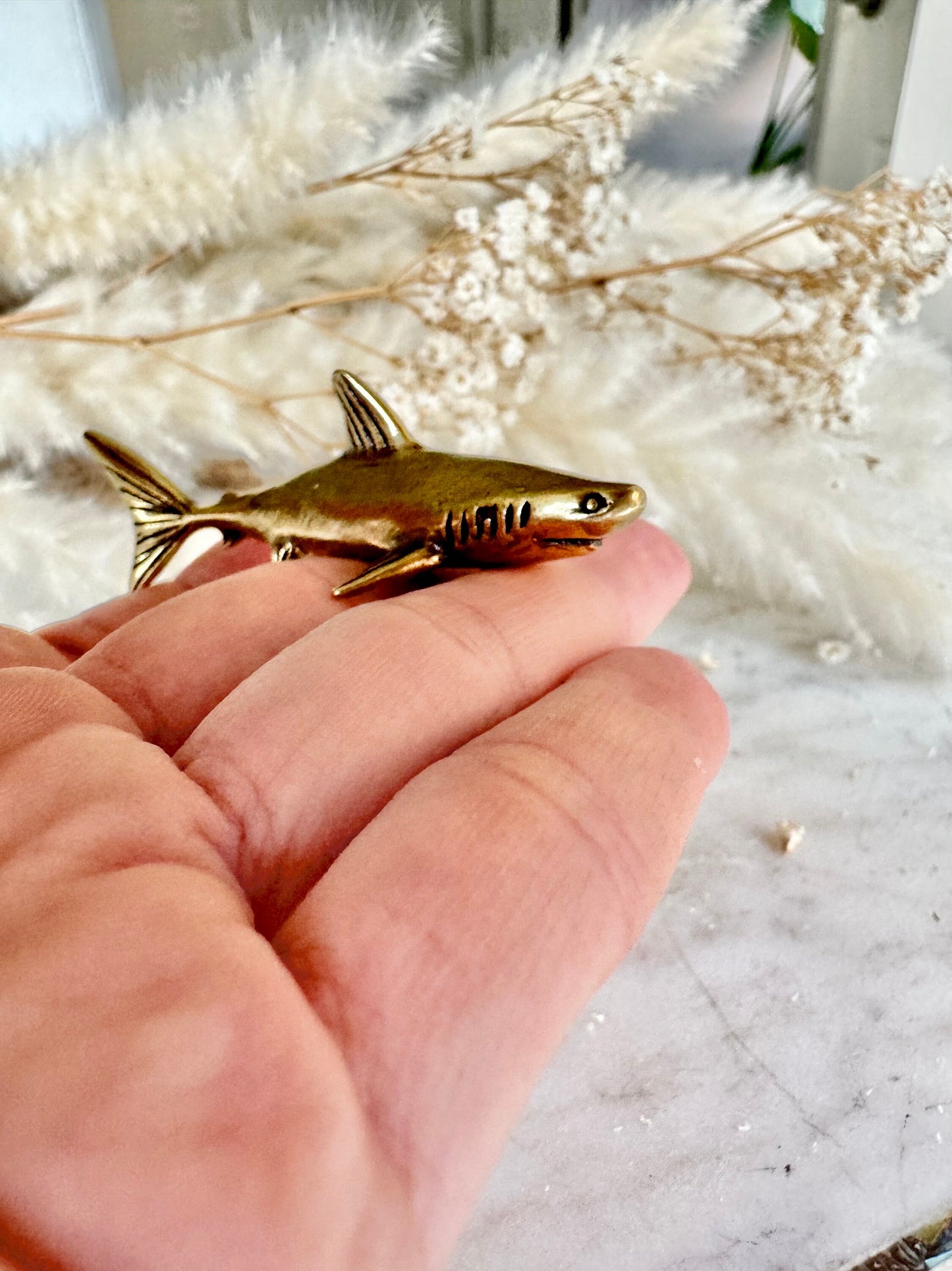 Fine craftsmanship solid brass shark sculpture, shark paperweight, metal sea creatures decoration, adventure lovers gift