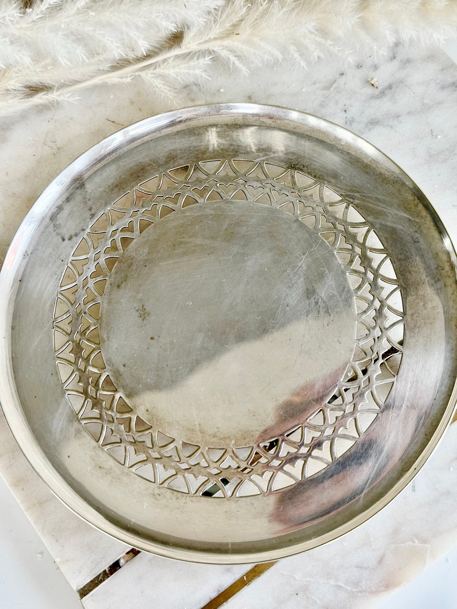 Antique Teapot Stand Silver Plated EPNS 16cm Footed with Pierced Pattern