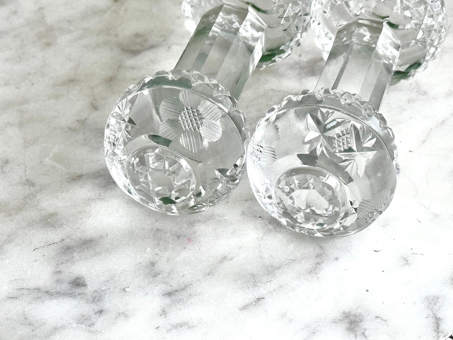 Set of 2 Vintage knife rests Crystal cut glass style, Glass French Knife Rests, Cutlery Rests, Mid Century decoration, Crystal knife layers