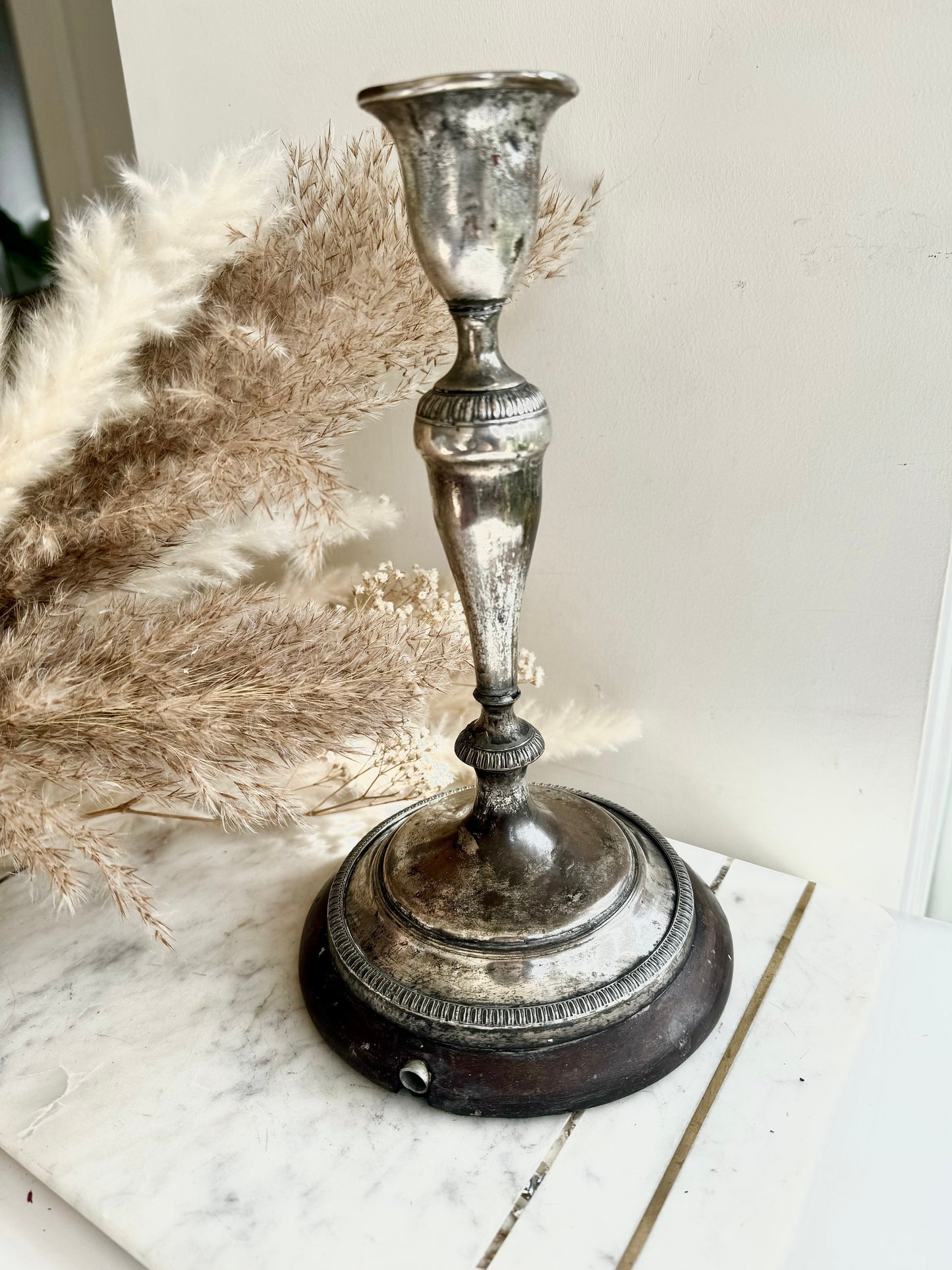 Antique Old Sheffield Silver Plated Candlestick Holder 27cm c1820