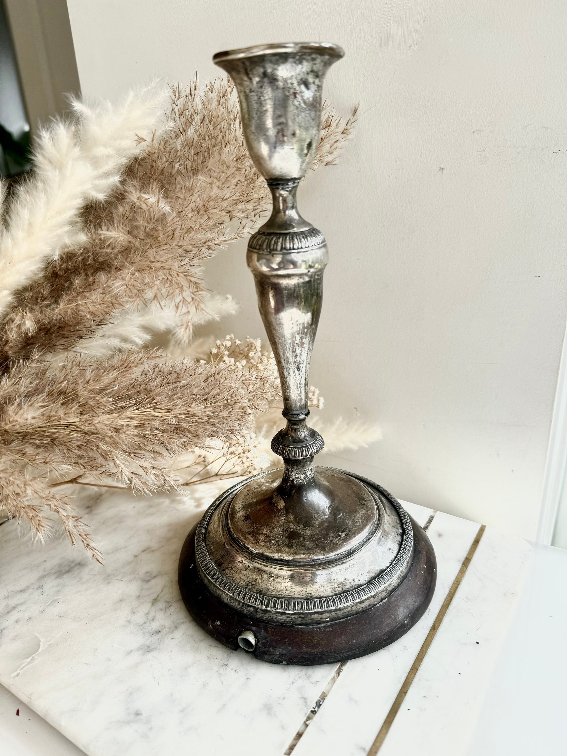 Antique Old Sheffield Silver Plated Candlestick Holder 27cm c1820