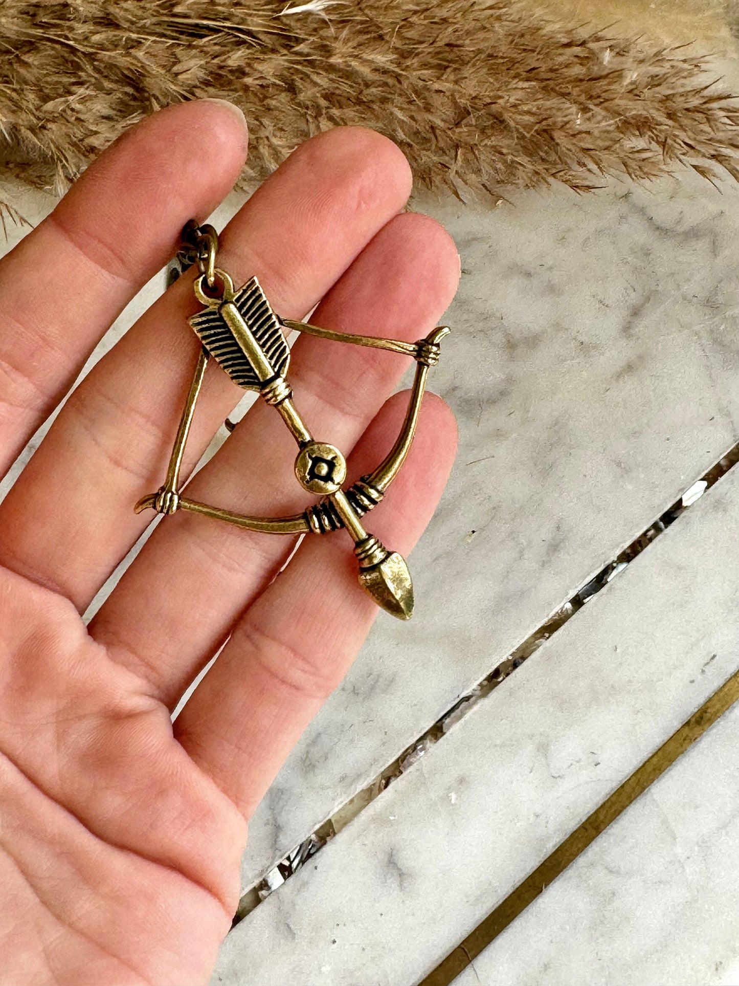 Solid brass Fine Highly Detailed Bow & Arrow Key Ring, Archery Pendant, Warrior Tool Keyring