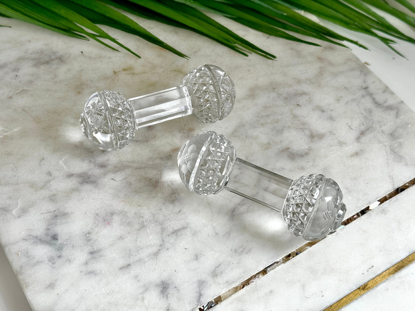Set of 2 Vintage knife rests Crystal cut glass style, Glass French Knife Rests, Cutlery Rests, Mid Century decoration, Crystal knife layers