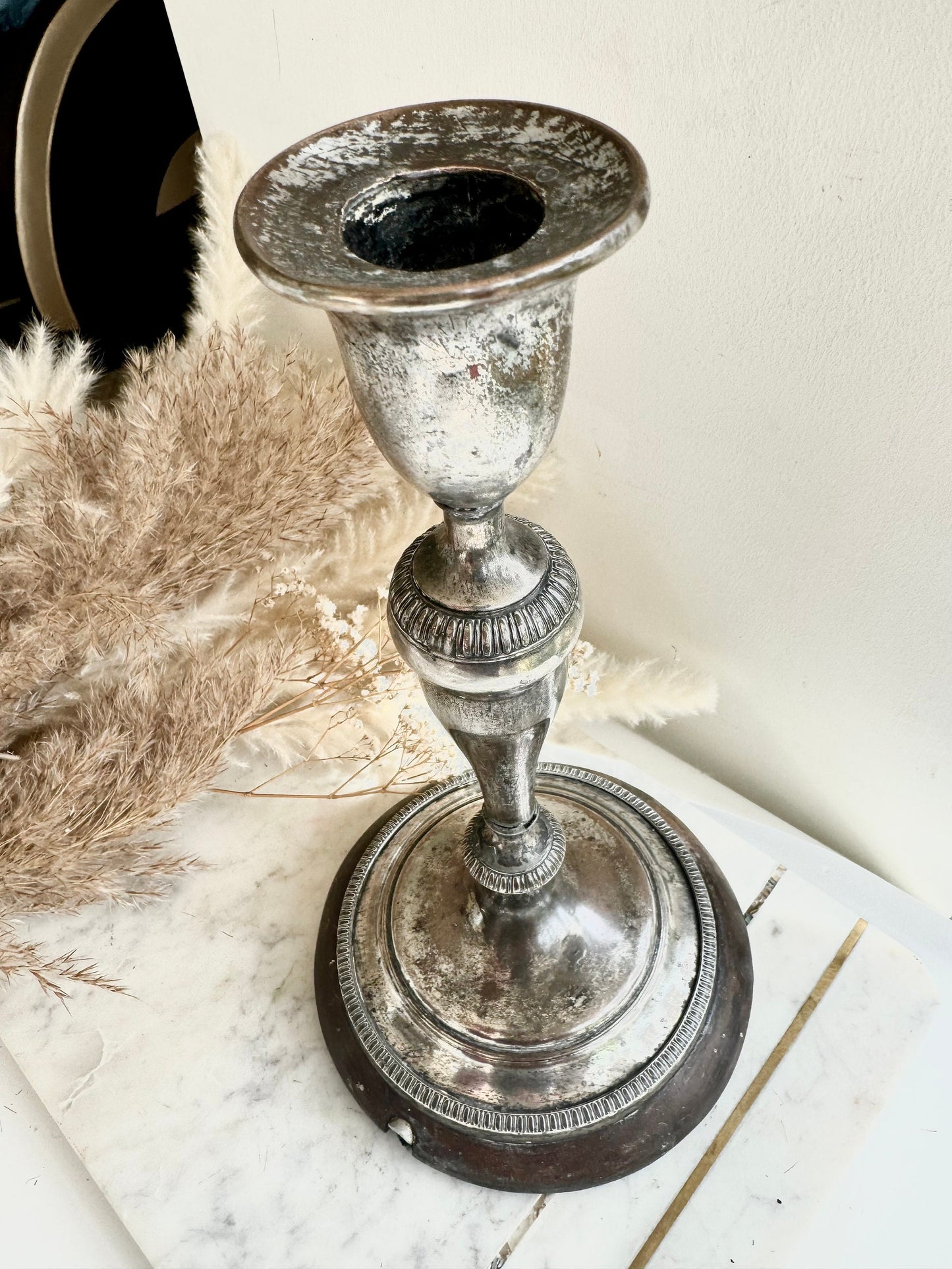 Antique Old Sheffield Silver Plated Candlestick Holder 27cm c1820
