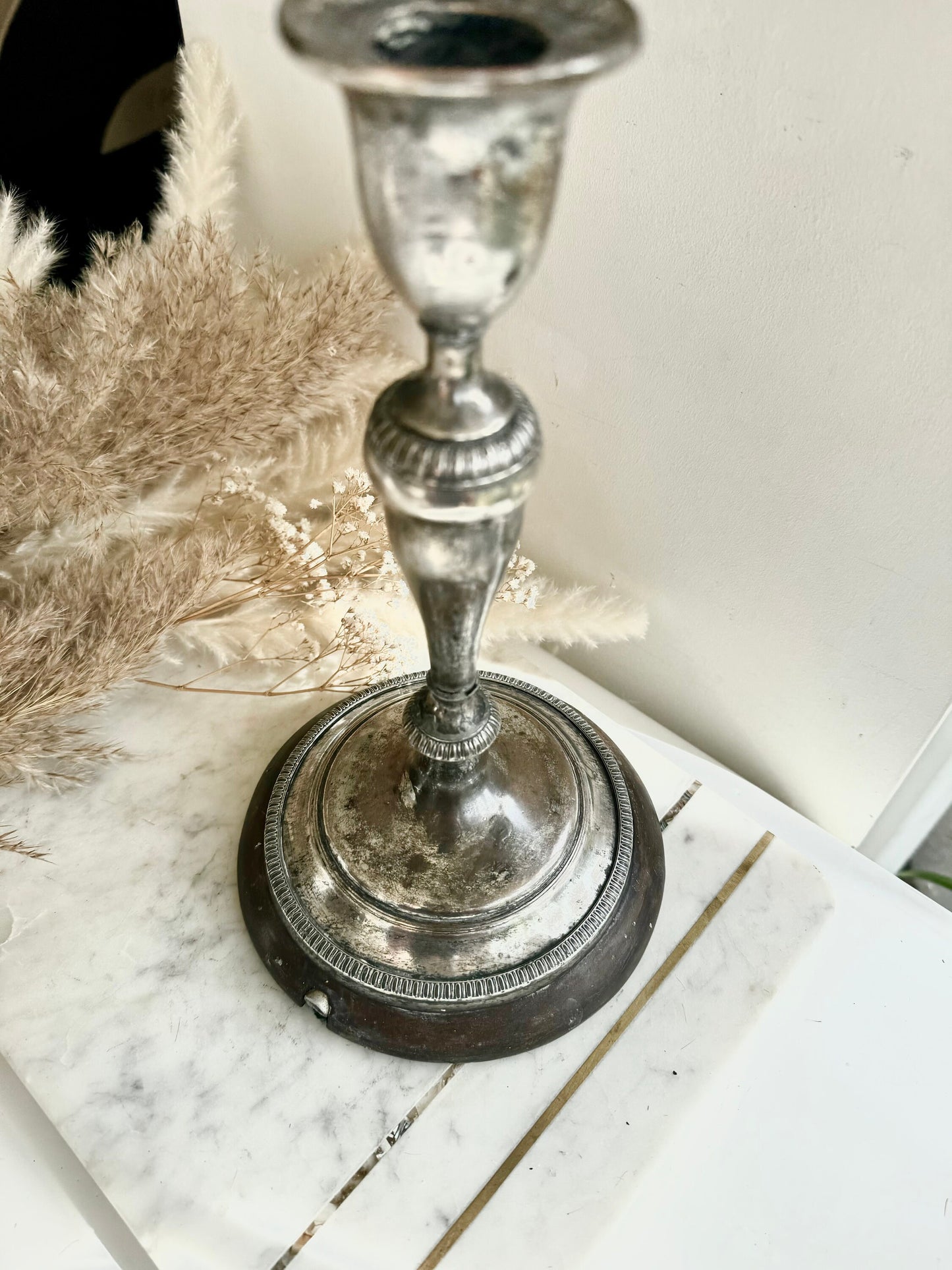 Antique Old Sheffield Silver Plated Candlestick Holder 27cm c1820