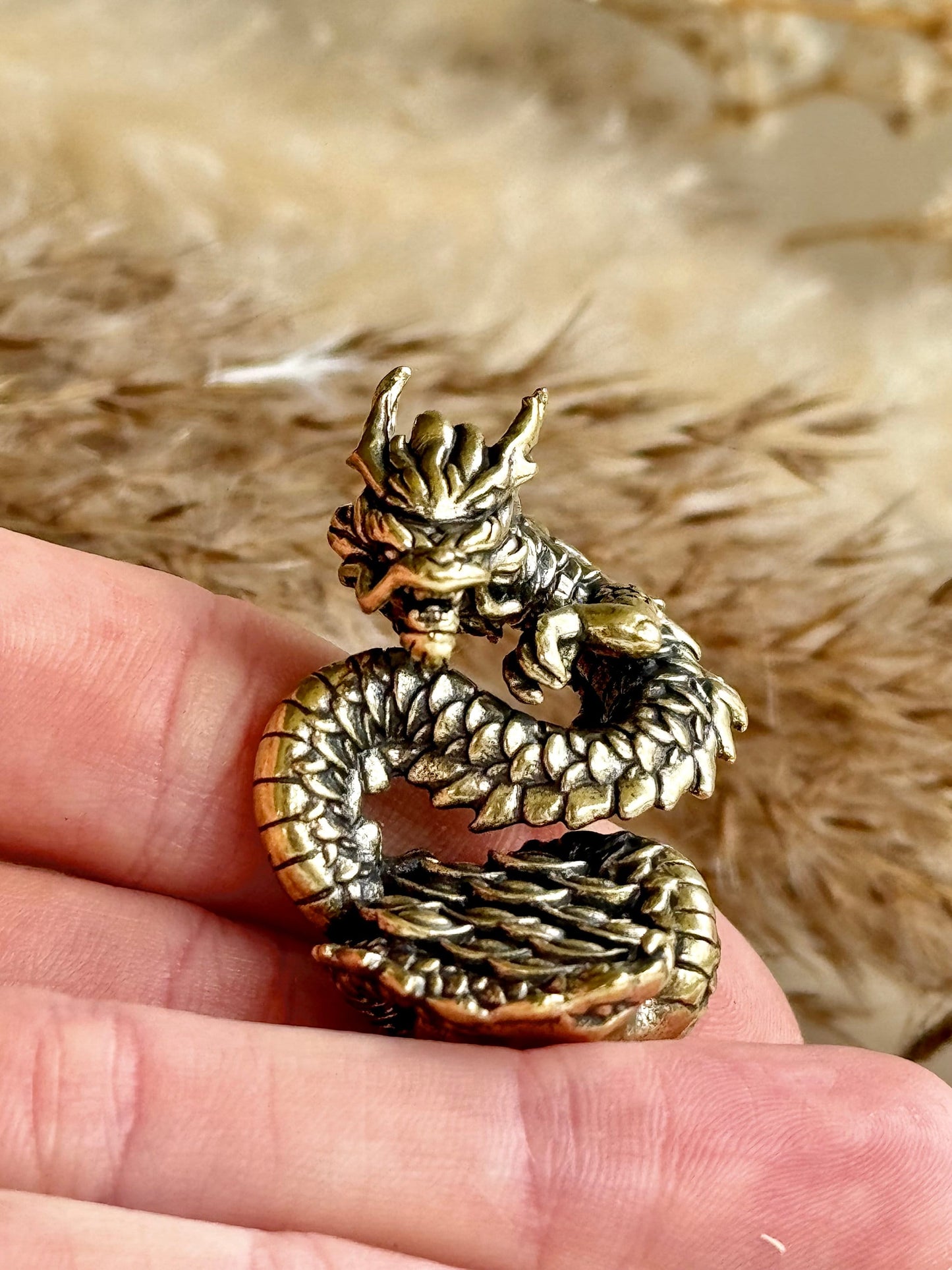 Wealthy Dragon solid brass miniature, Chinese Feng Shui Animal Statue, dragon with gold statuette, Chinese Mushu dragon new year gift