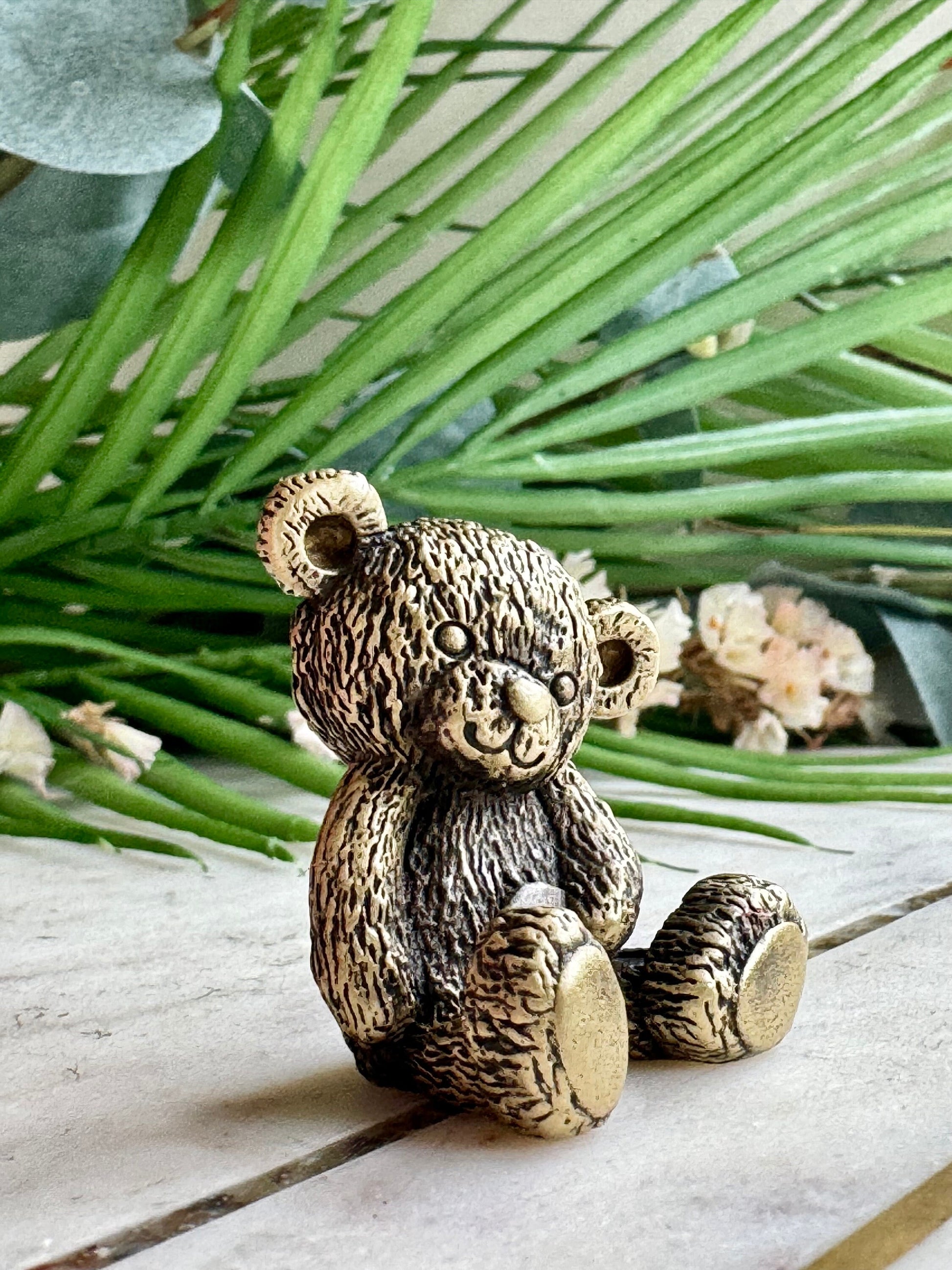 Solid brass Cute Miniature Teddy Bear, Metal Collectible Bear toy, Kind gift for loved ones