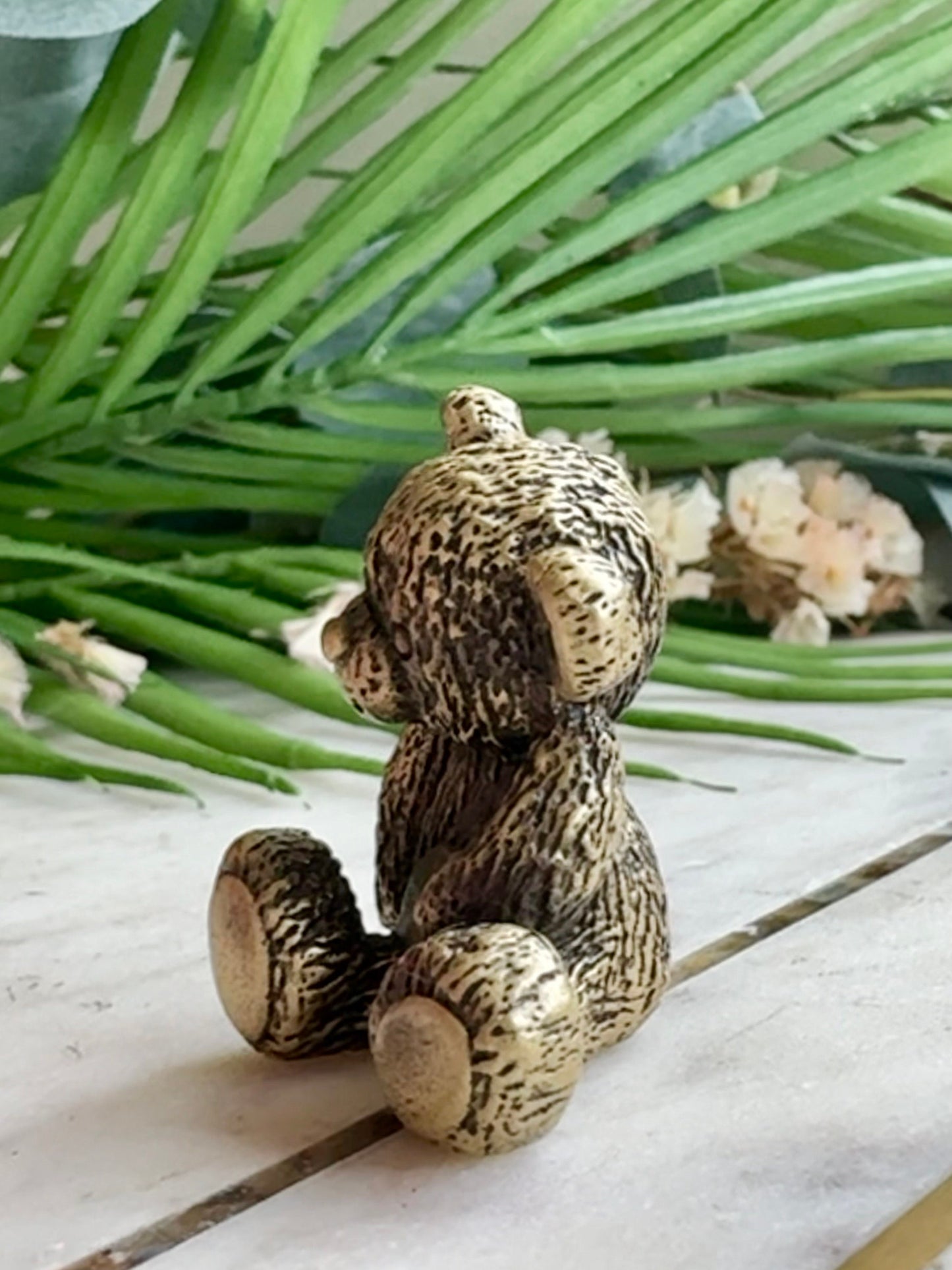 Solid brass Cute Miniature Teddy Bear, Metal Collectible Bear toy, Kind gift for loved ones
