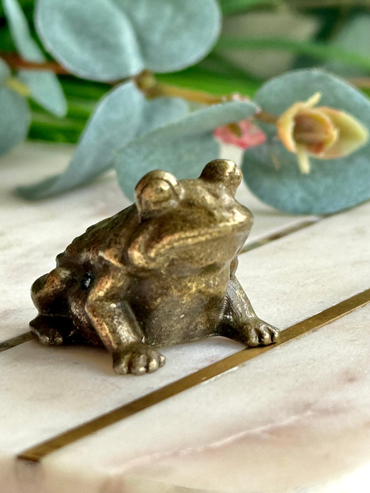 Common toad, lifelike Copper Cast, Solid brass figurine, Frog metal statuette, Metal Artwork, Creative gift, Paperweight, Desktop ornament