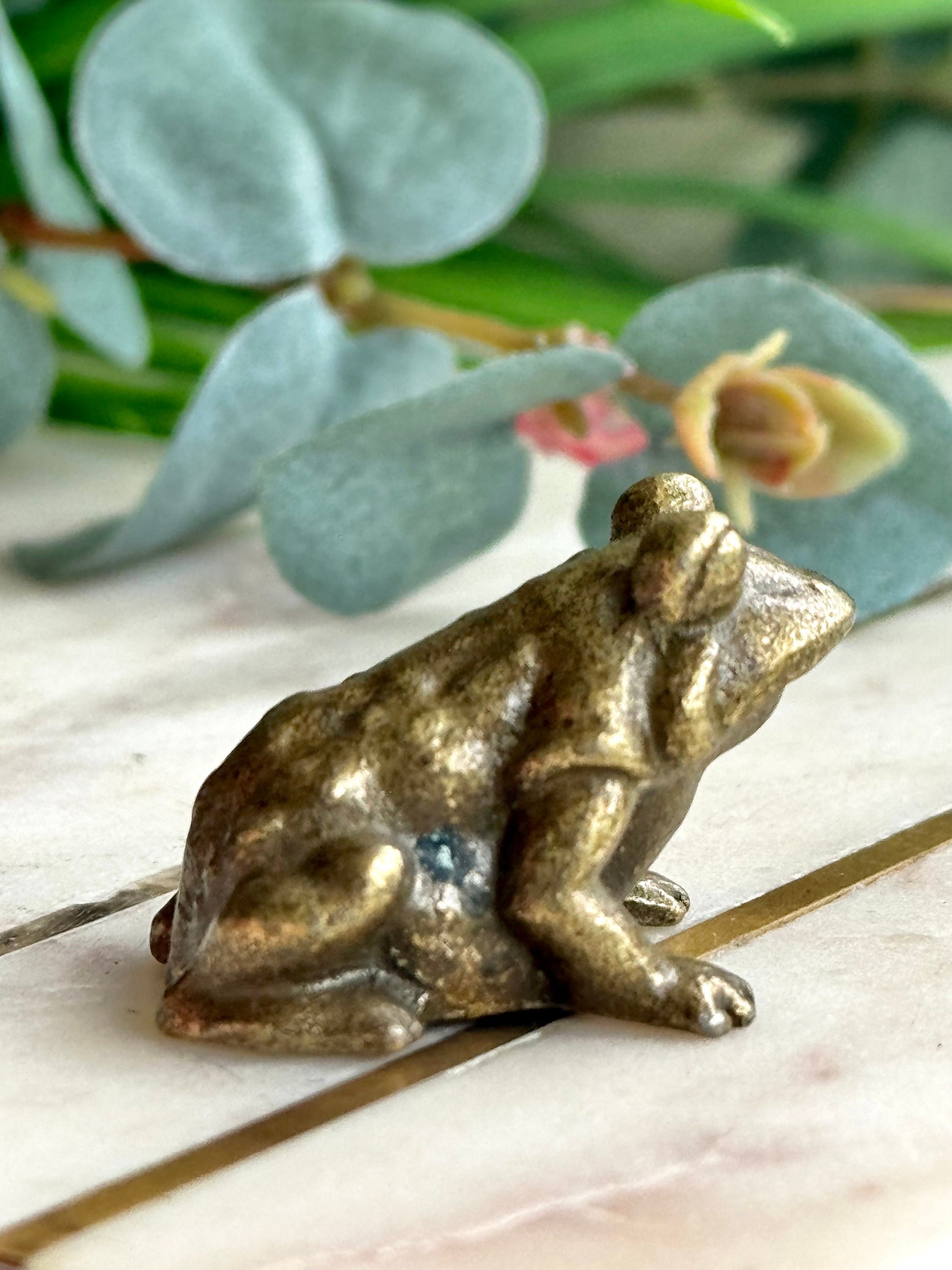 Common toad, lifelike Copper Cast, Solid brass figurine, Frog metal statuette, Metal Artwork, Creative gift, Paperweight, Desktop ornament