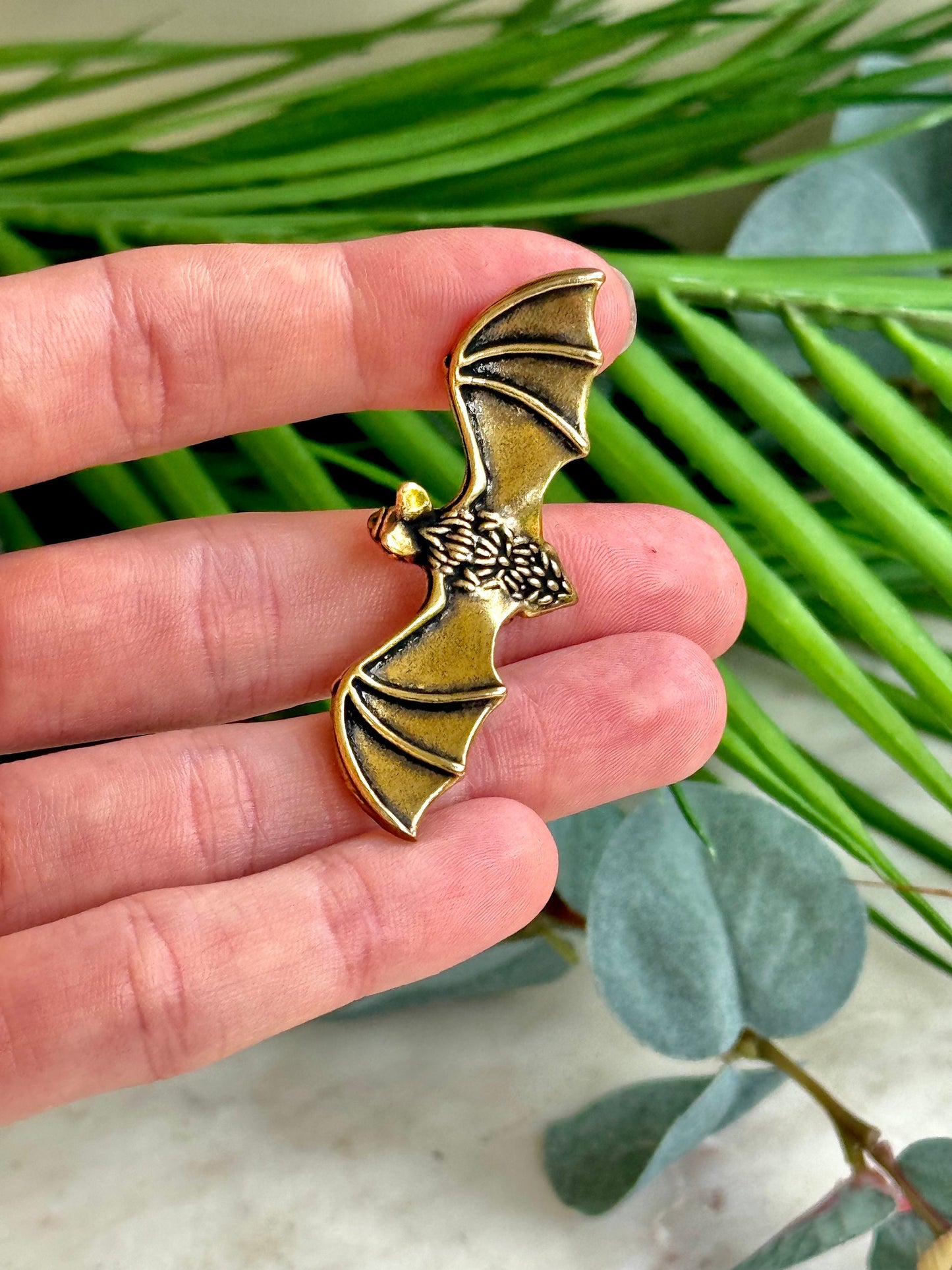 Sold Brass Bat Figurine, Vampire Animal Golden Miniature Small Figurine, Bat ornament, Gothic pedant