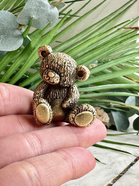 Solid brass Cute Miniature Teddy Bear, Metal Collectible Bear toy, Kind gift for loved ones
