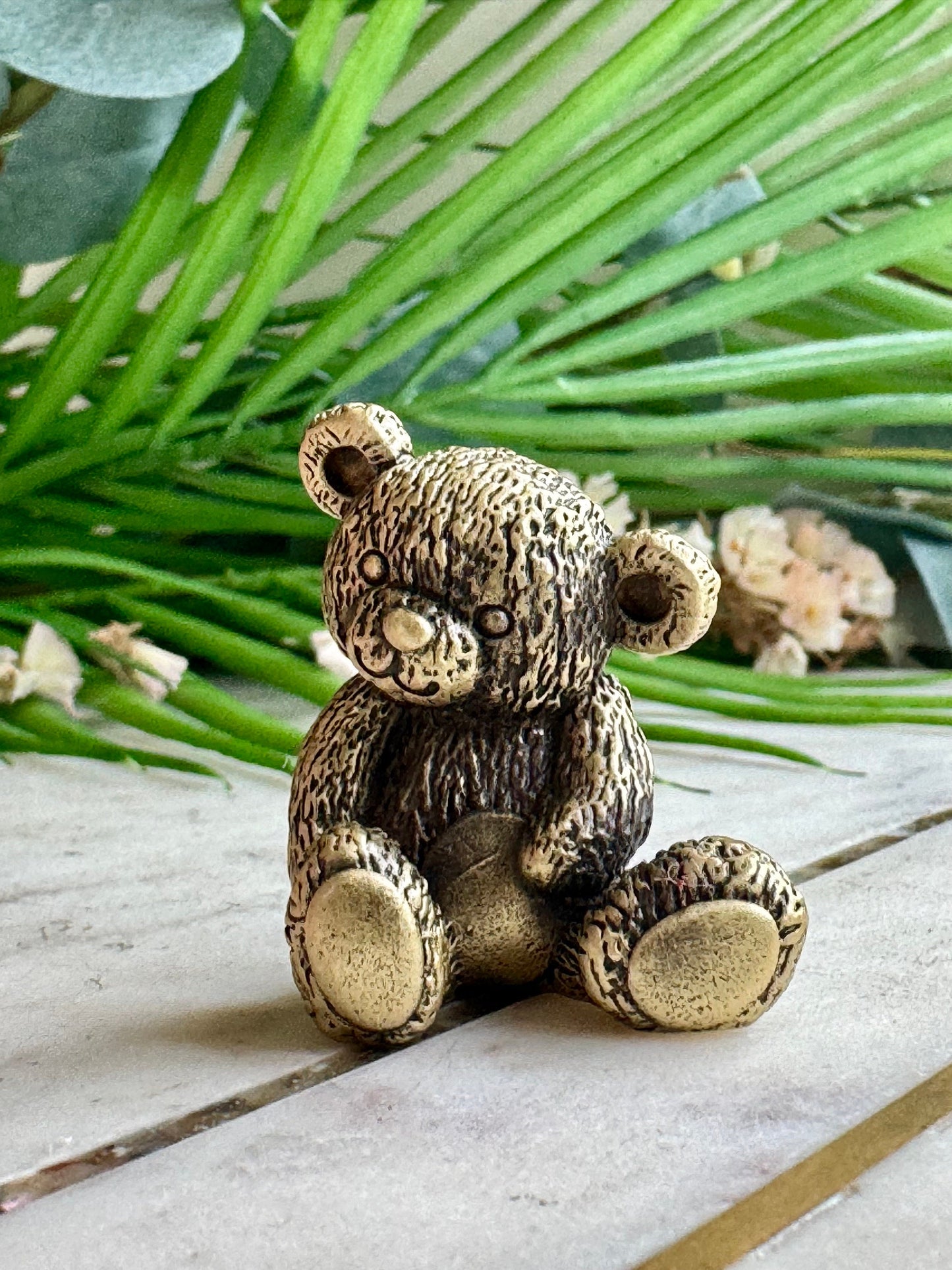 Solid brass Cute Miniature Teddy Bear, Metal Collectible Bear toy, Kind gift for loved ones