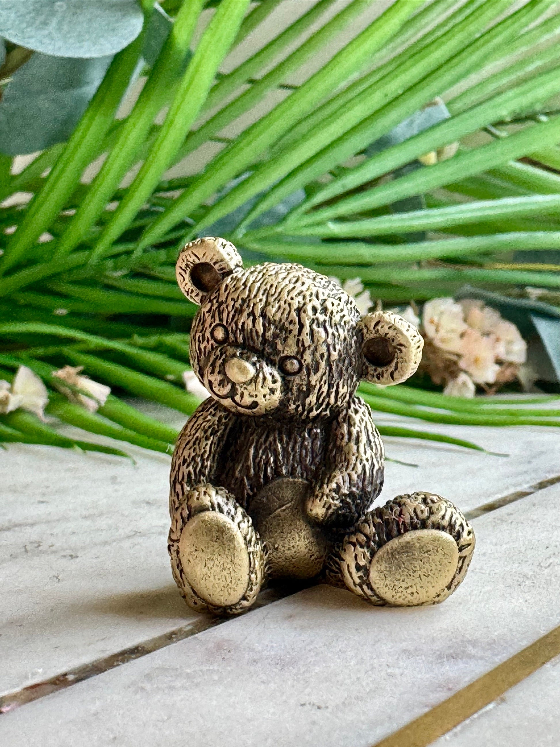 Solid brass Cute Miniature Teddy Bear, Metal Collectible Bear toy, Kind gift for loved ones
