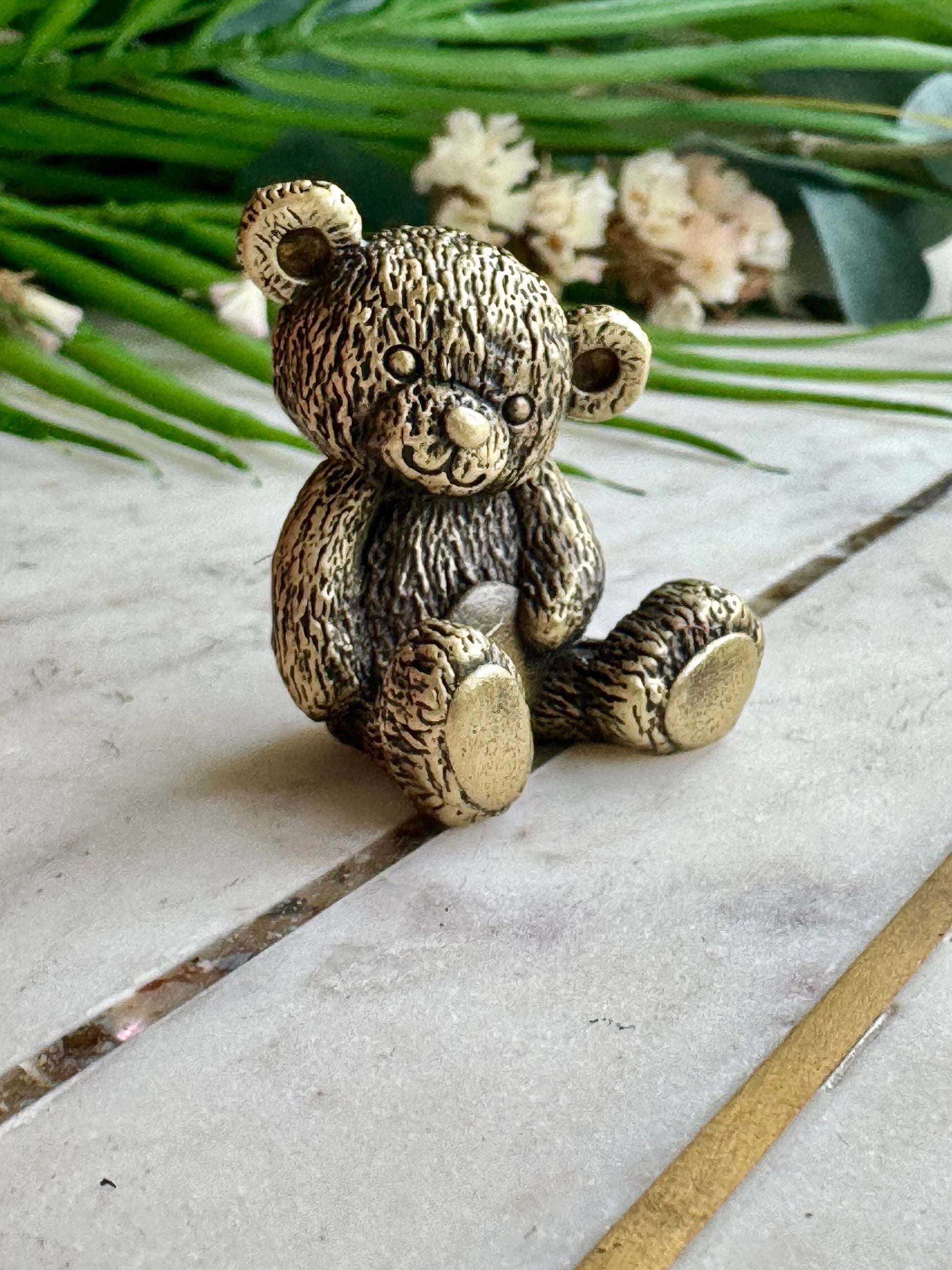 Solid brass Cute Miniature Teddy Bear, Metal Collectible Bear toy, Kind gift for loved ones