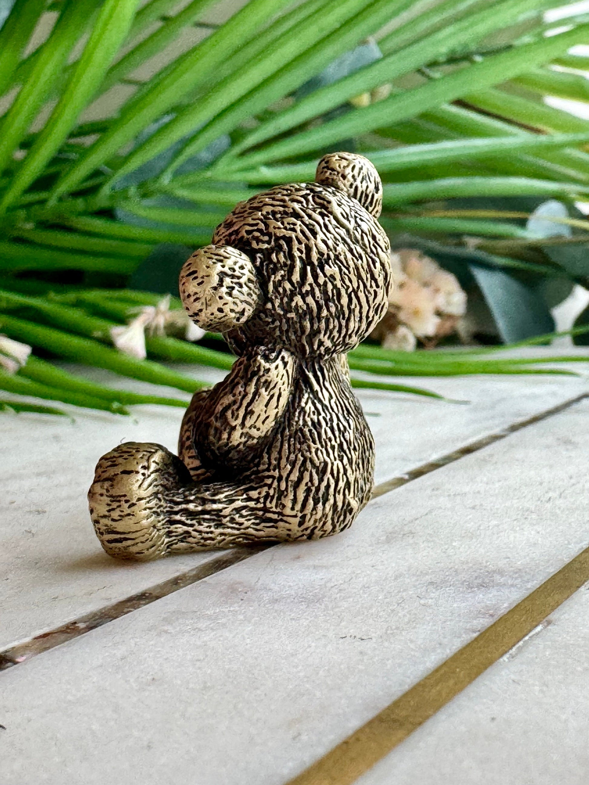 Solid brass Cute Miniature Teddy Bear, Metal Collectible Bear toy, Kind gift for loved ones