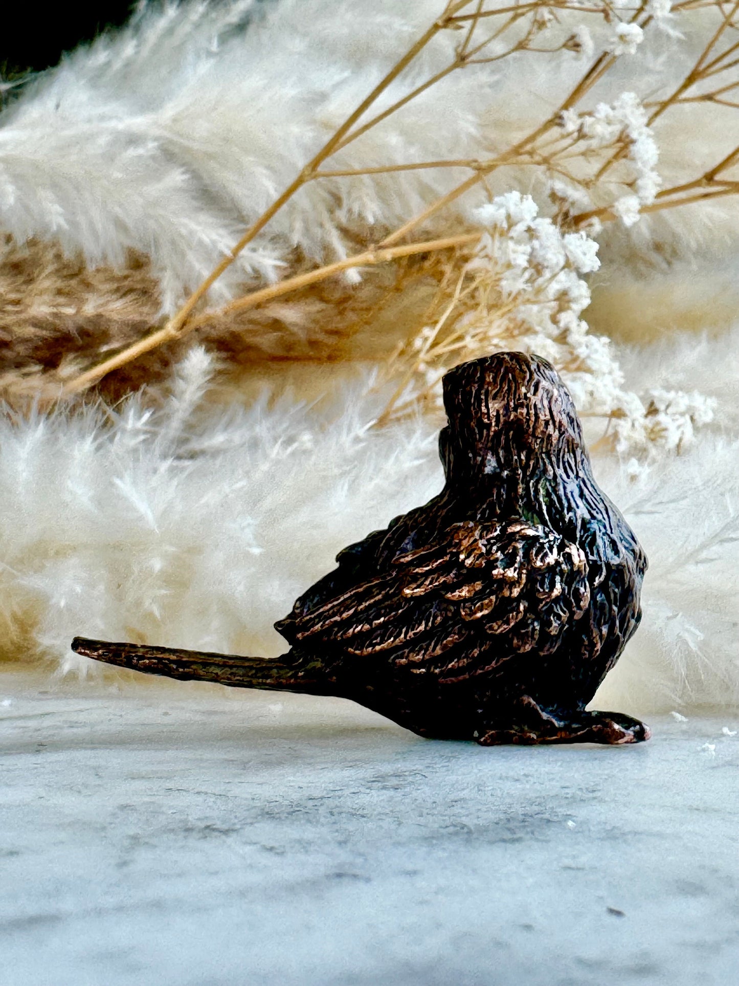 Adorable lifelike bronze little chick birds statue, metal birdie figurine, adorable gift for bird lovers, st. valentine's day gift
