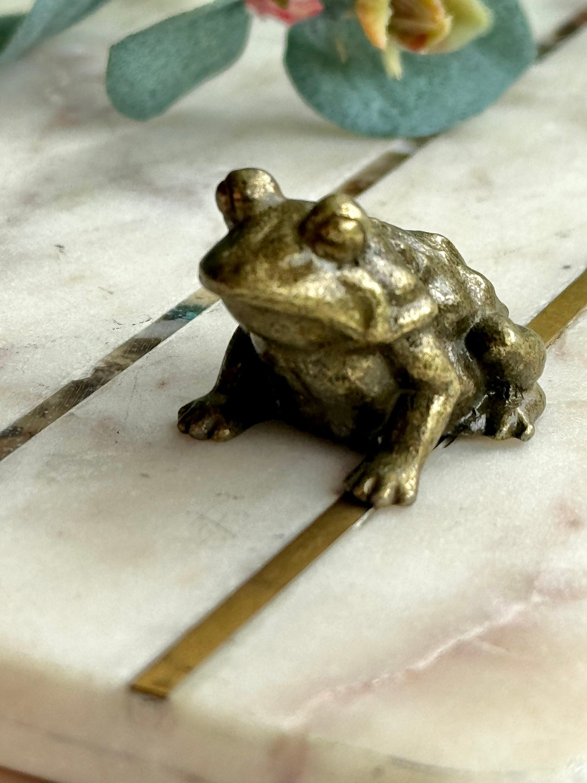 Common toad, lifelike Copper Cast, Solid brass figurine, Frog metal statuette, Metal Artwork, Creative gift, Paperweight, Desktop ornament
