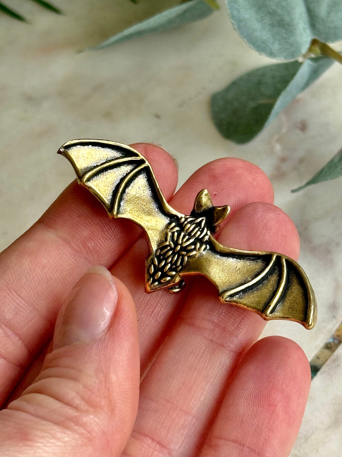 Sold Brass Bat Figurine, Vampire Animal Golden Miniature Small Figurine, Bat ornament, Gothic pedant