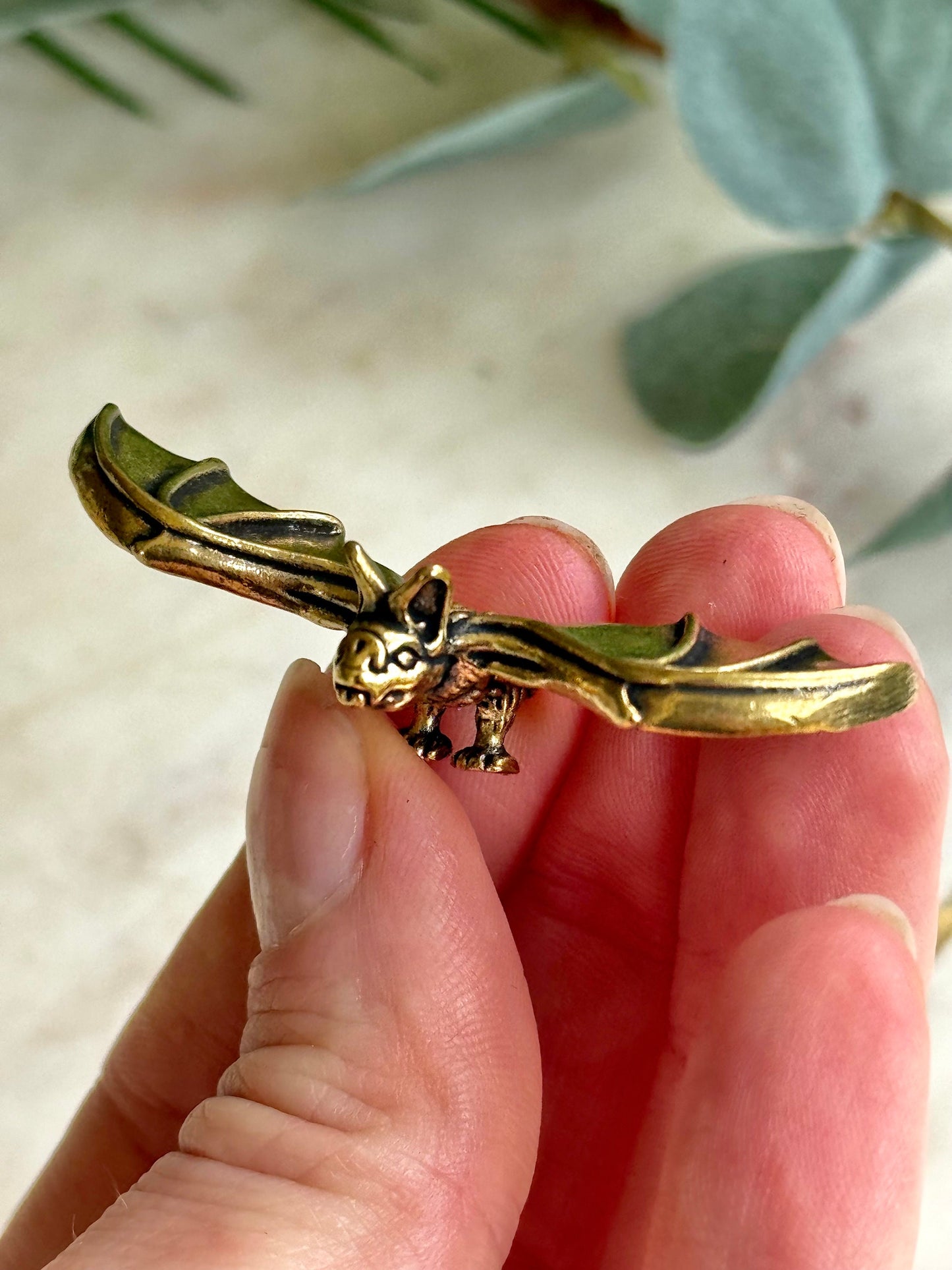 Sold Brass Bat Figurine, Vampire Animal Golden Miniature Small Figurine, Bat ornament, Gothic pedant