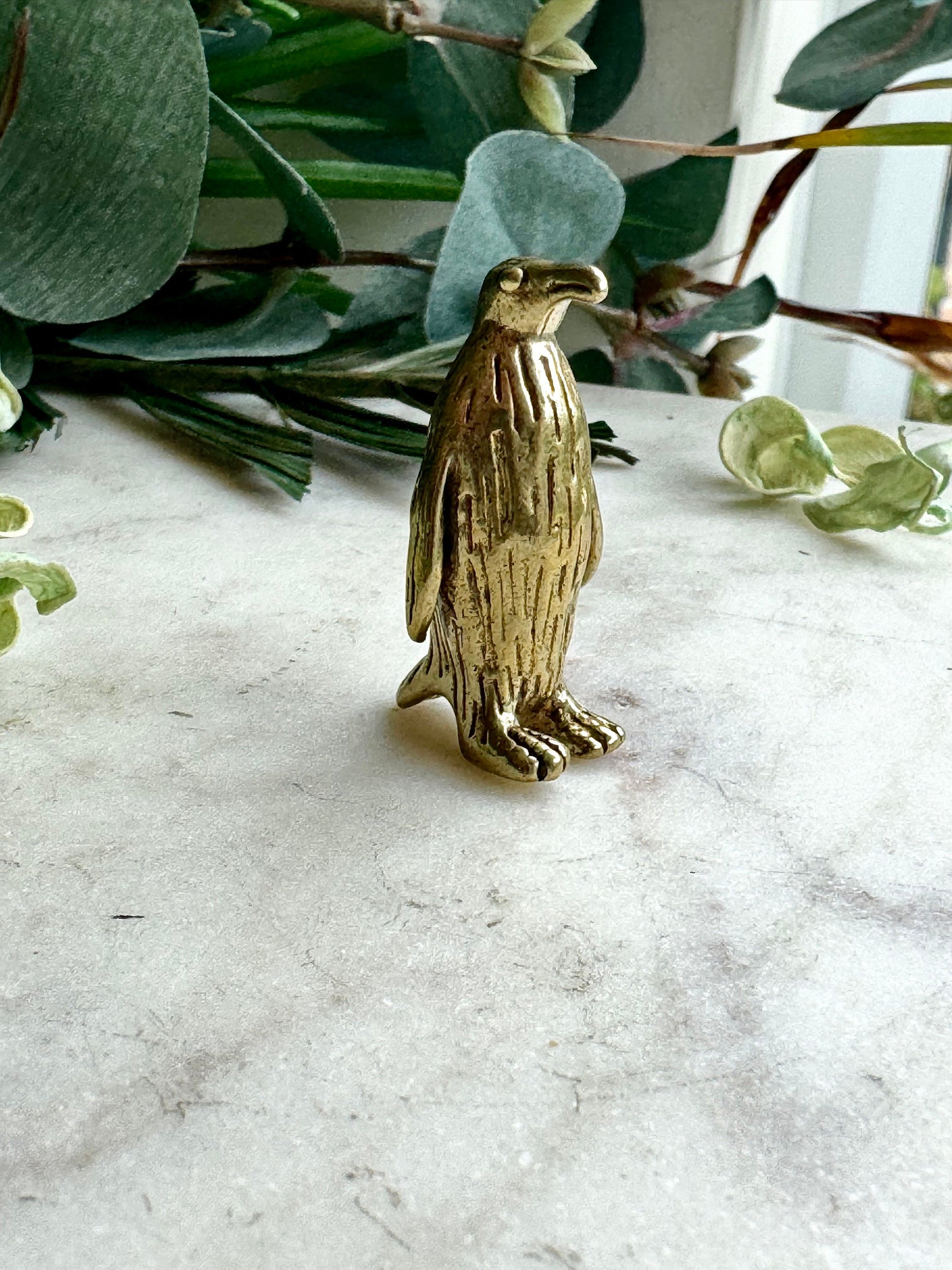 Little Penguin figurine, Fine craftsmanship solid brass figurine baby emperor penguin adorable little gift desktop ornament