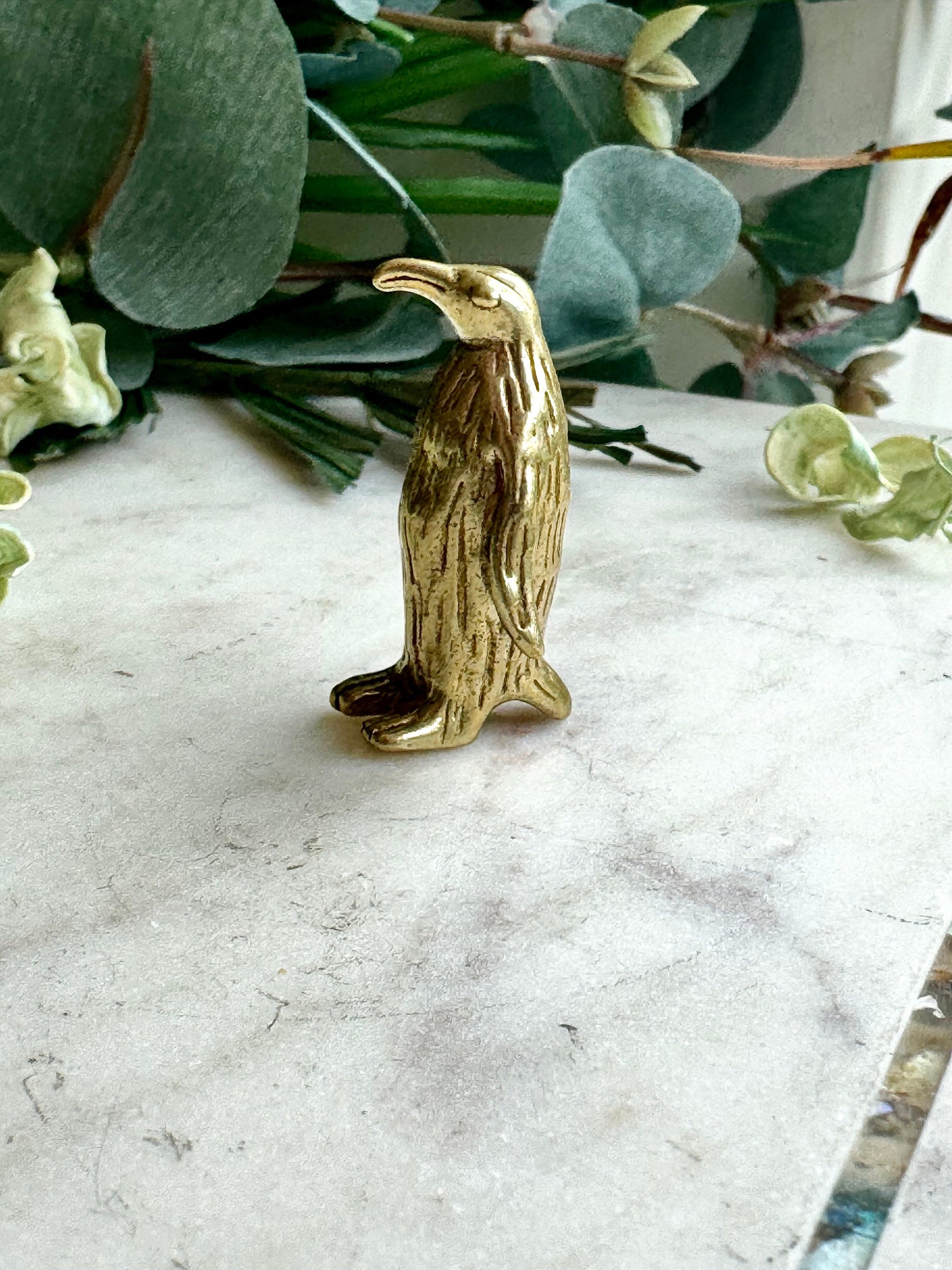 Little Penguin figurine, Fine craftsmanship solid brass figurine baby emperor penguin adorable little gift desktop ornament
