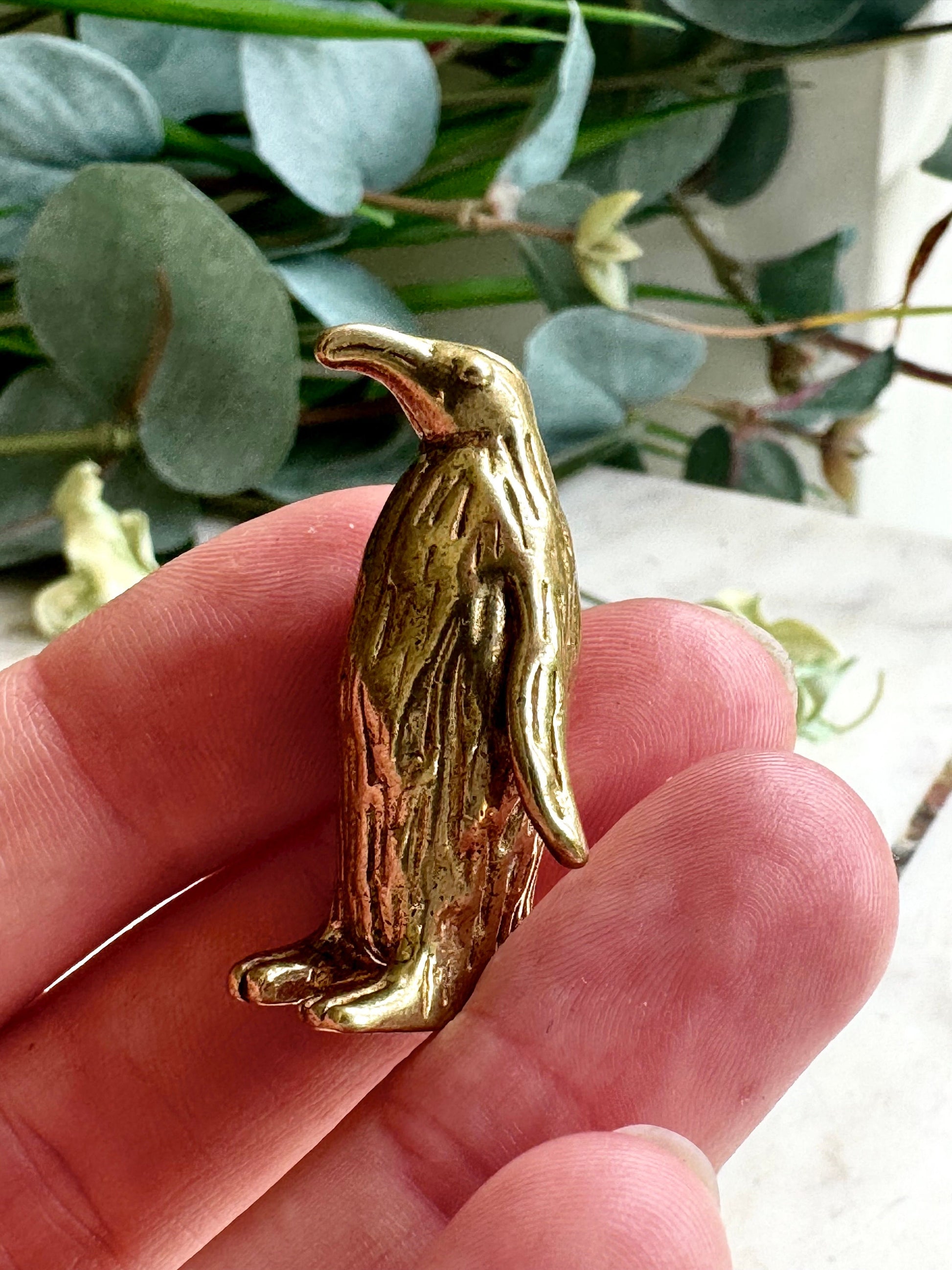 Little Penguin figurine, Fine craftsmanship solid brass figurine baby emperor penguin adorable little gift desktop ornament
