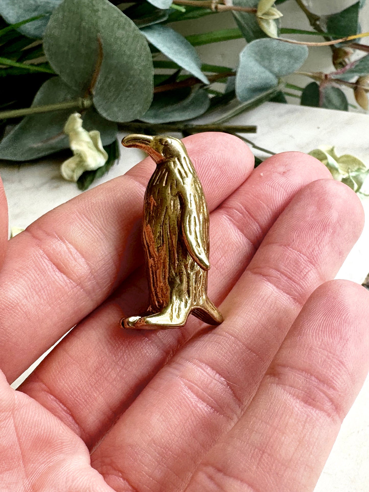 Little Penguin figurine, Fine craftsmanship solid brass figurine baby emperor penguin adorable little gift desktop ornament