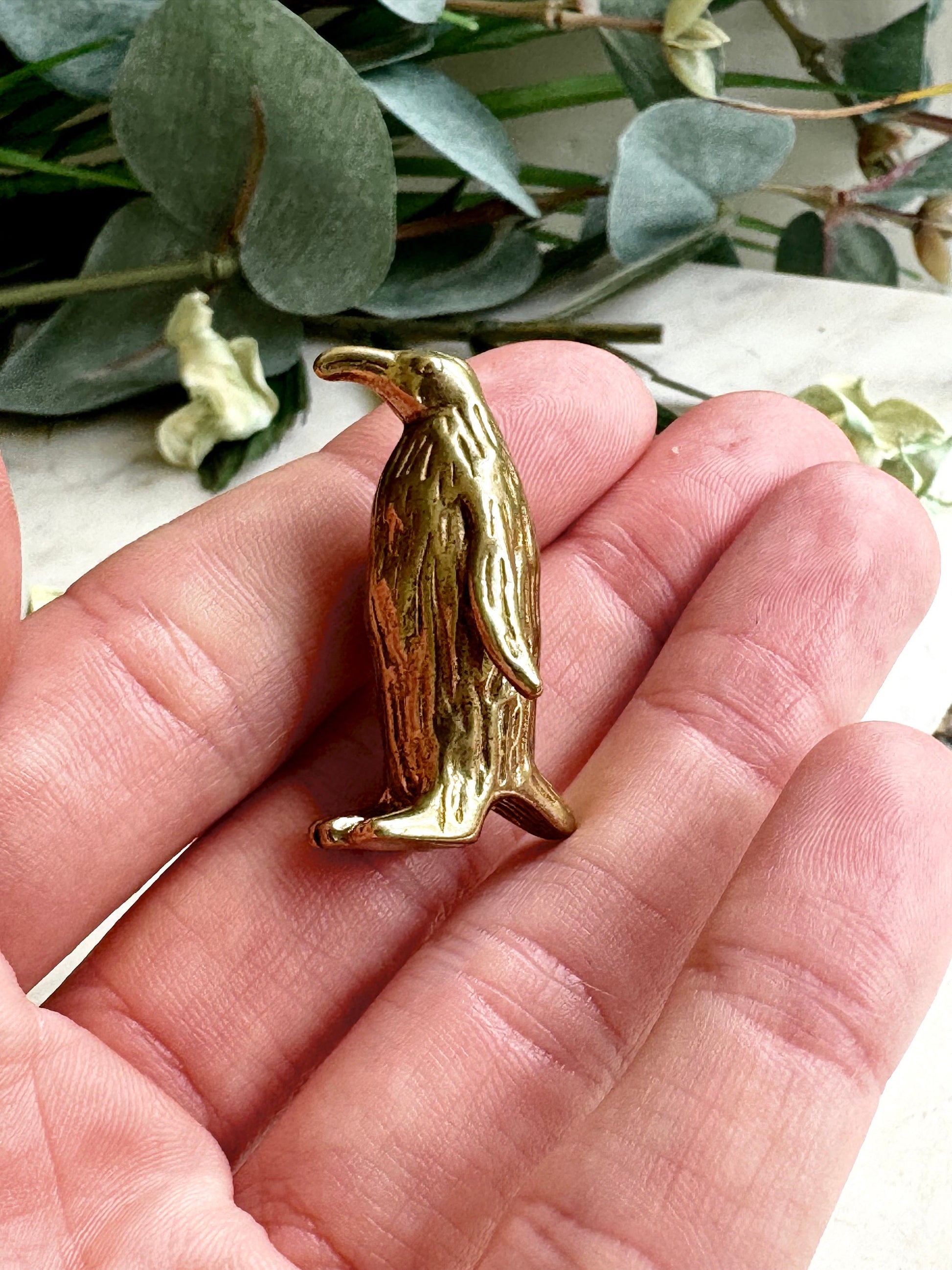 Little Penguin figurine, Fine craftsmanship solid brass figurine baby emperor penguin adorable little gift desktop ornament