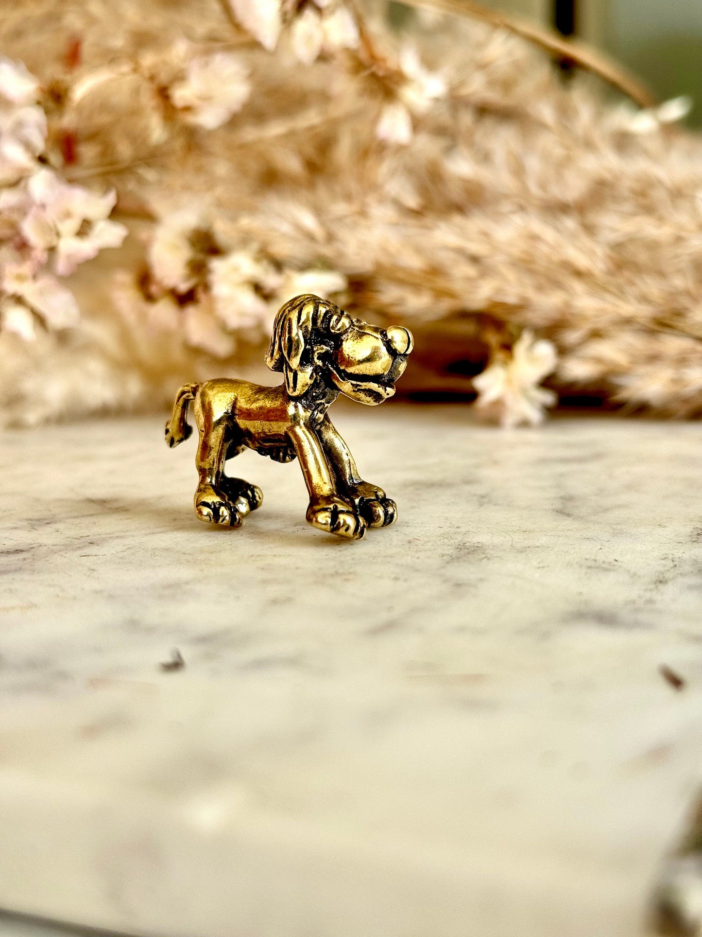 Cute style Cute lion casting figurine, Solid Brass Hand Carved Lion Statue, Safari home decoration, collectible animal brass figurine