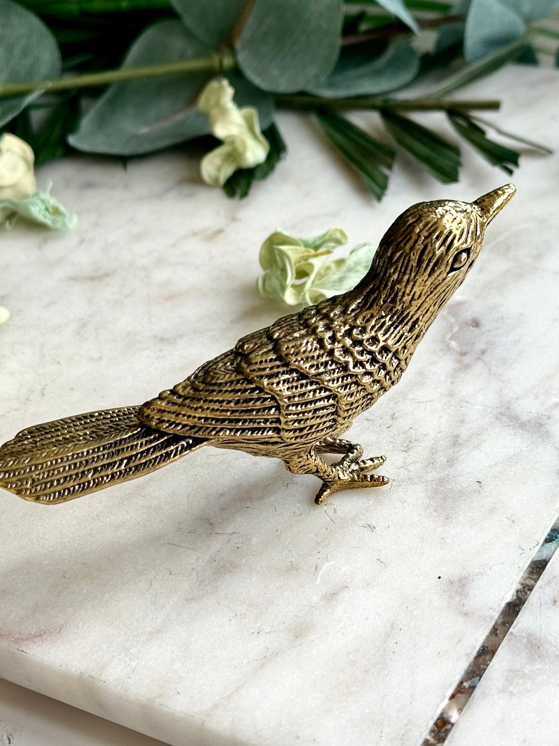Realistic Solid brass Chick bird statue, brass birdie figurine, adorable gift for bird lovers, st. valentine's Day gift, Plantpot decoration