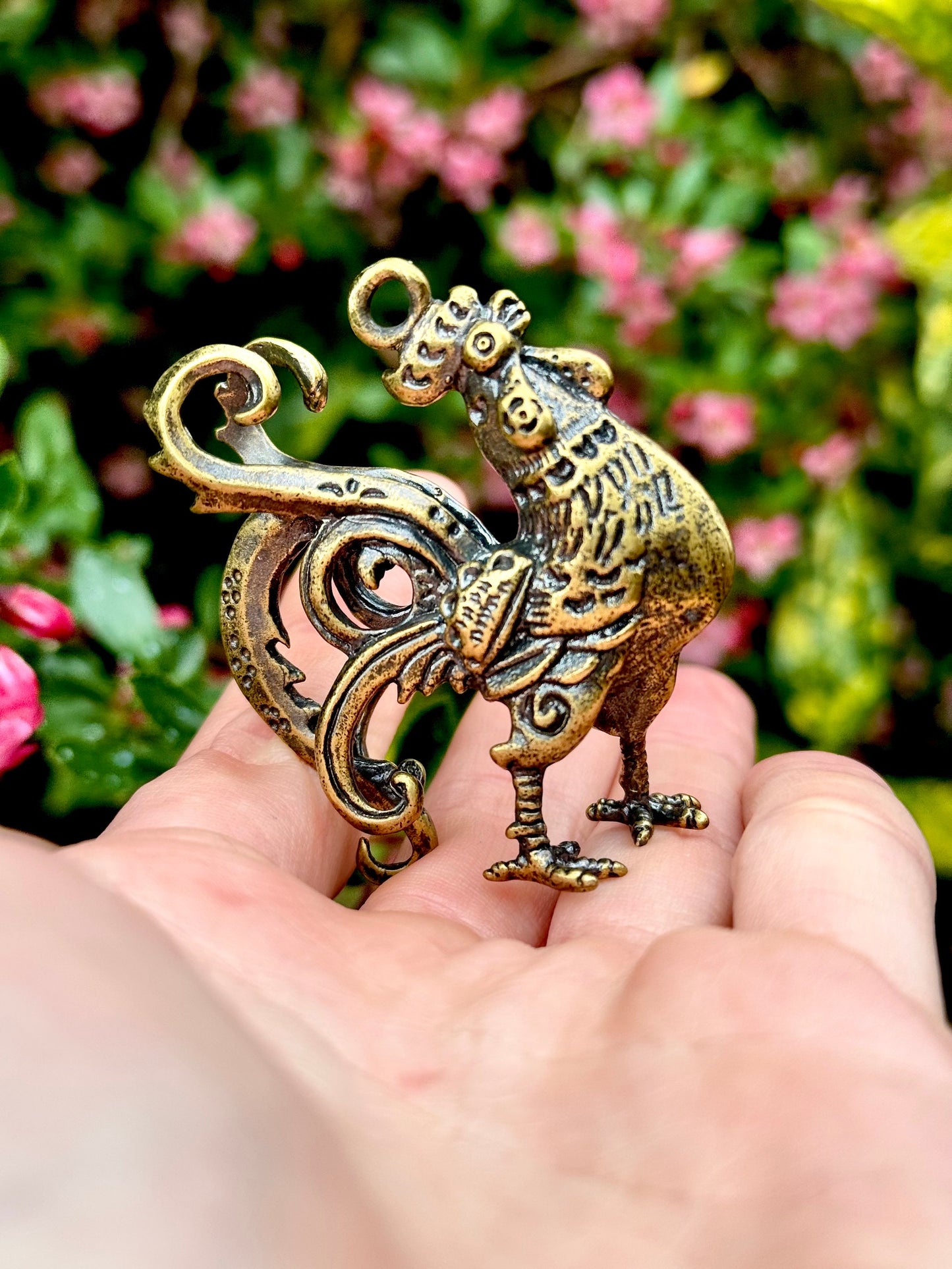 Beautiful brass Cockerel pendant, Rooster miniature, Chicken decorative keyring, Brass Collectibles, Country Decor, Brass Rooster