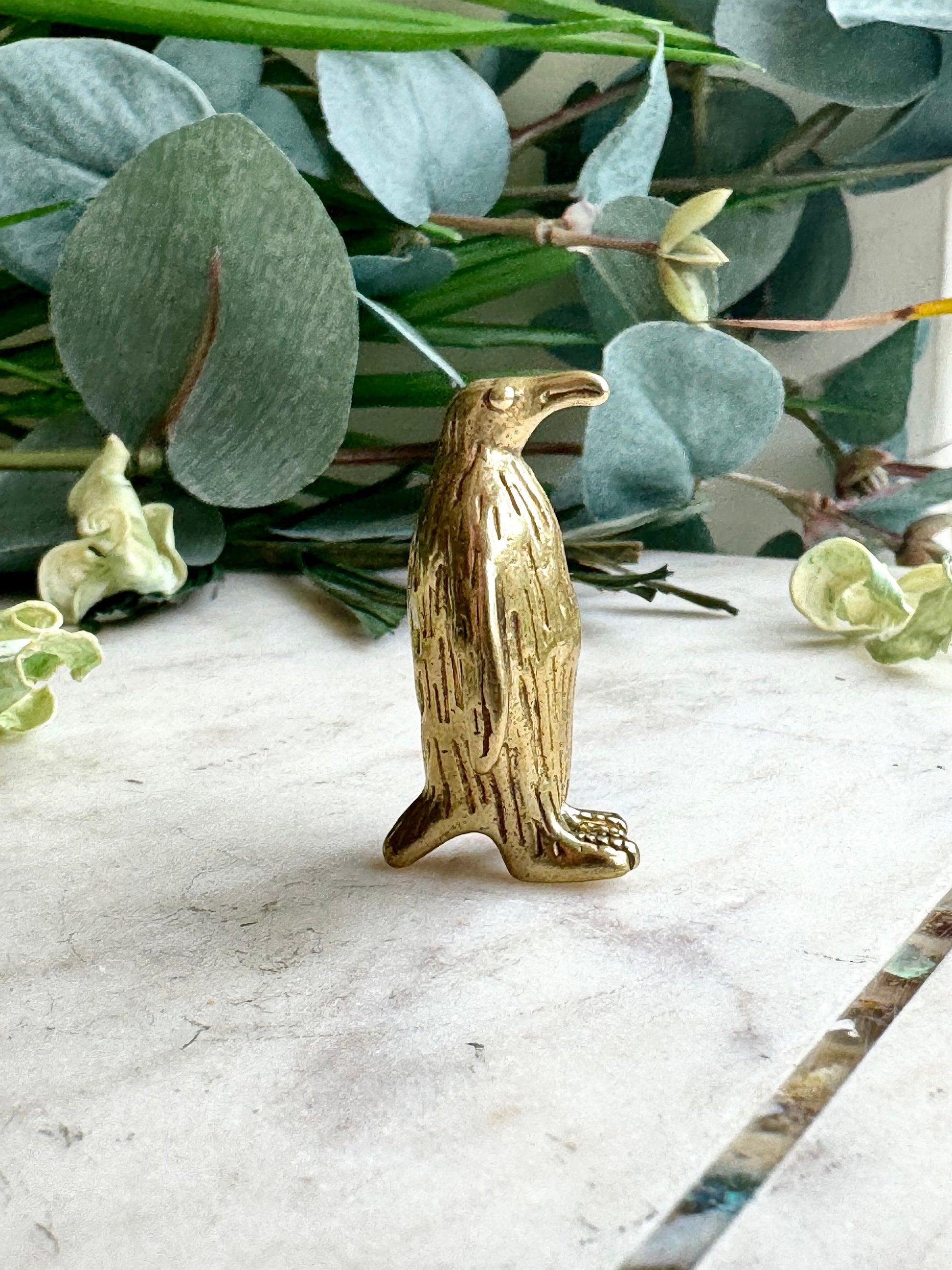 Little Penguin figurine, Fine craftsmanship solid brass figurine baby emperor penguin adorable little gift desktop ornament