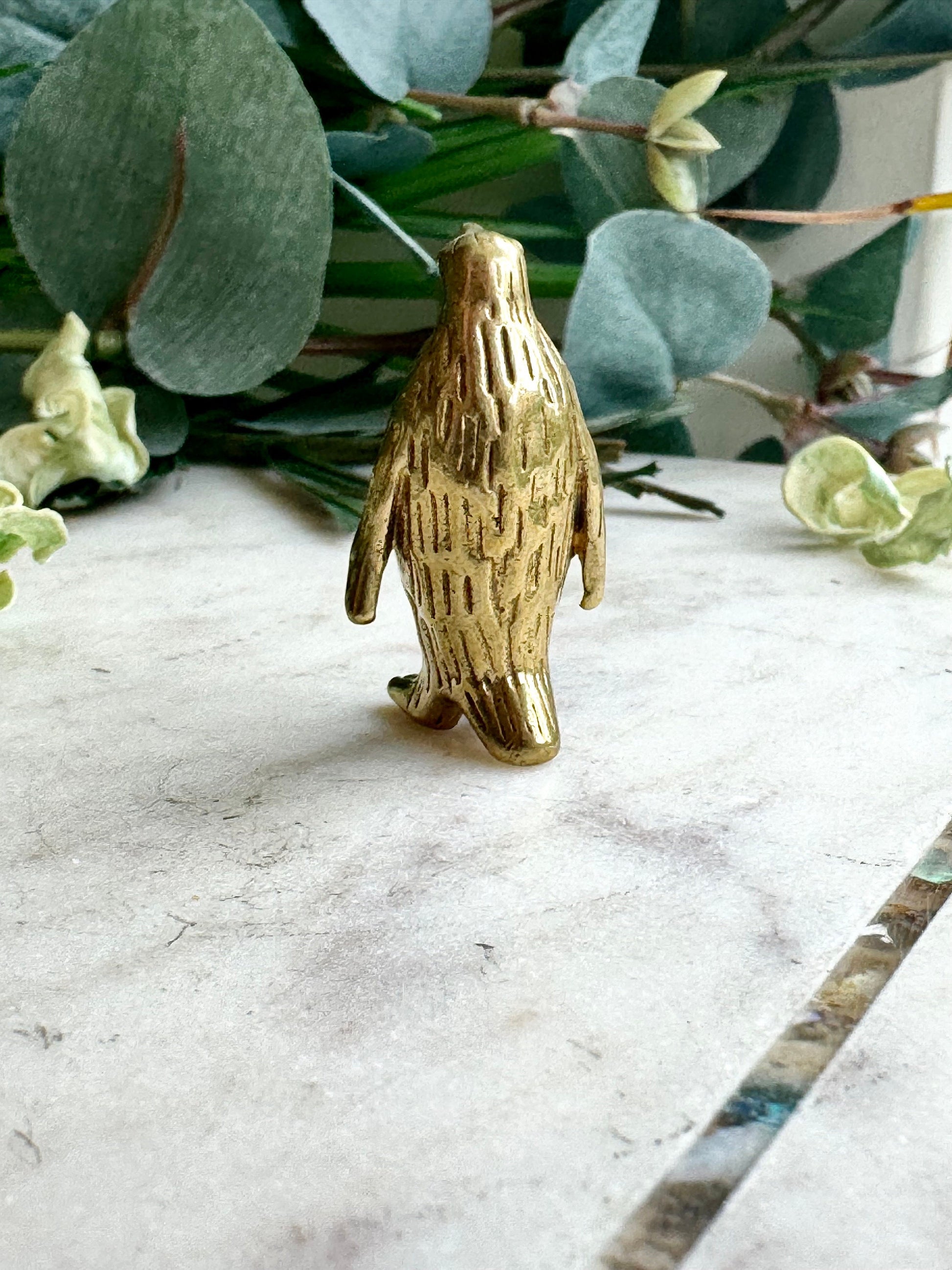 Little Penguin figurine, Fine craftsmanship solid brass figurine baby emperor penguin adorable little gift desktop ornament