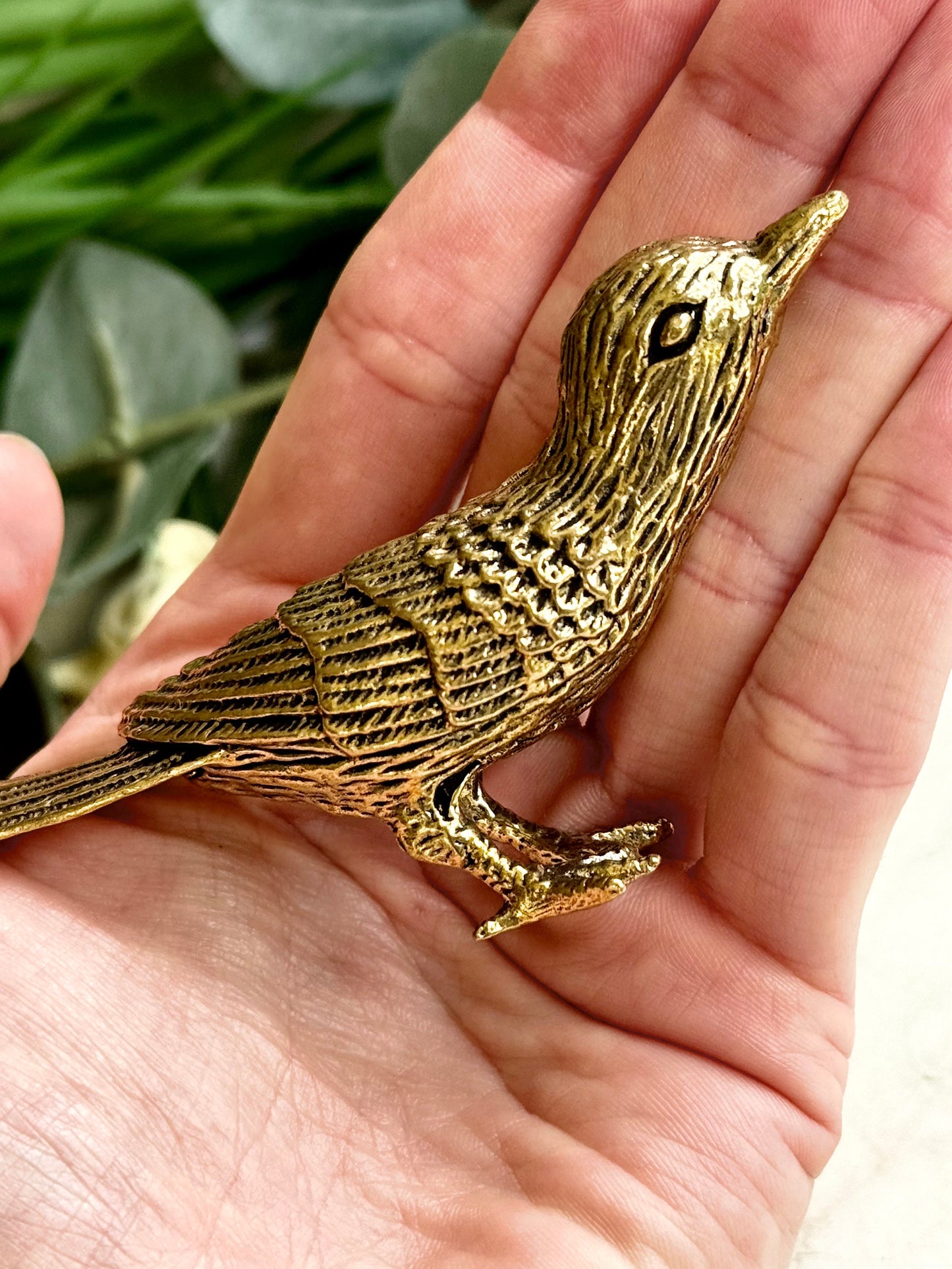 Realistic Solid brass Chick bird statue, brass birdie figurine, adorable gift for bird lovers, st. valentine's Day gift, Plantpot decoration