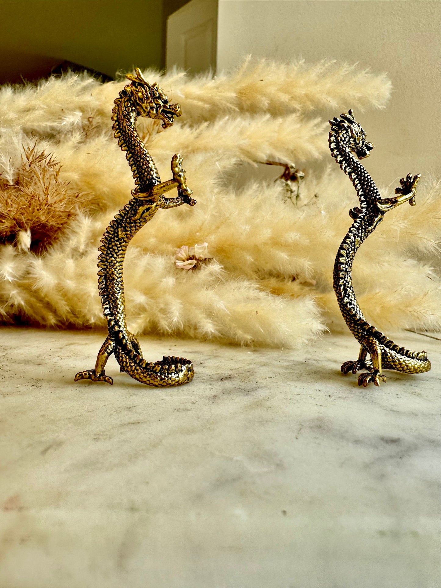 Playing Dragon Figurine, Chinese Bronze Feng Shui Animal Kylin Unicorn Statue, Rare China Loong figure, Wealth fly Chi-lin