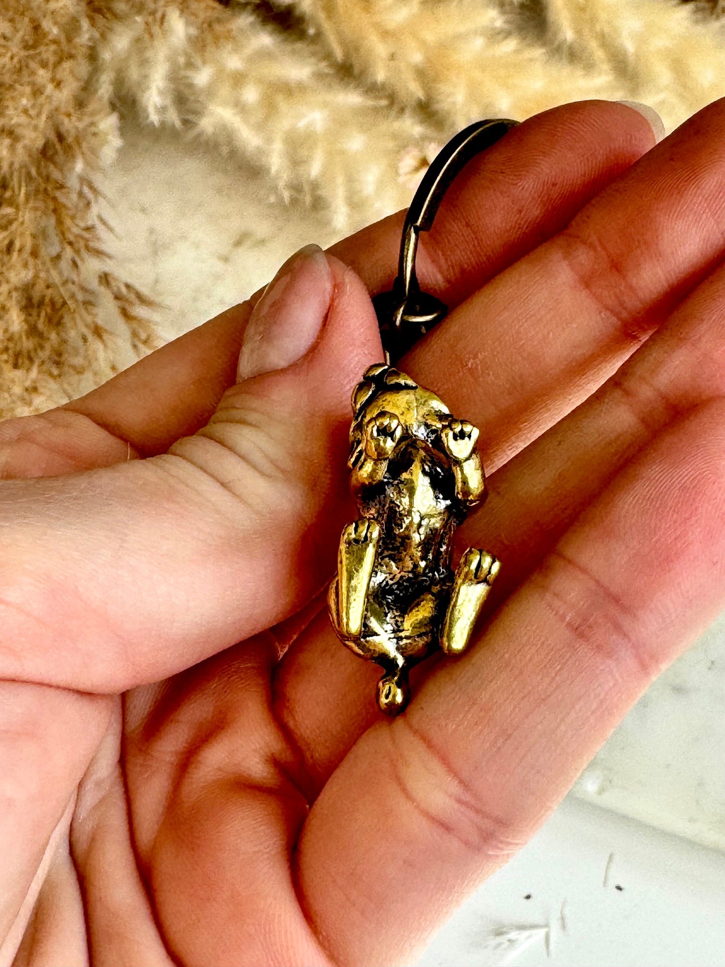 Cute rabbit solid brass keyring, little bunny figurine, rabbit fob, Solid Brass pendant