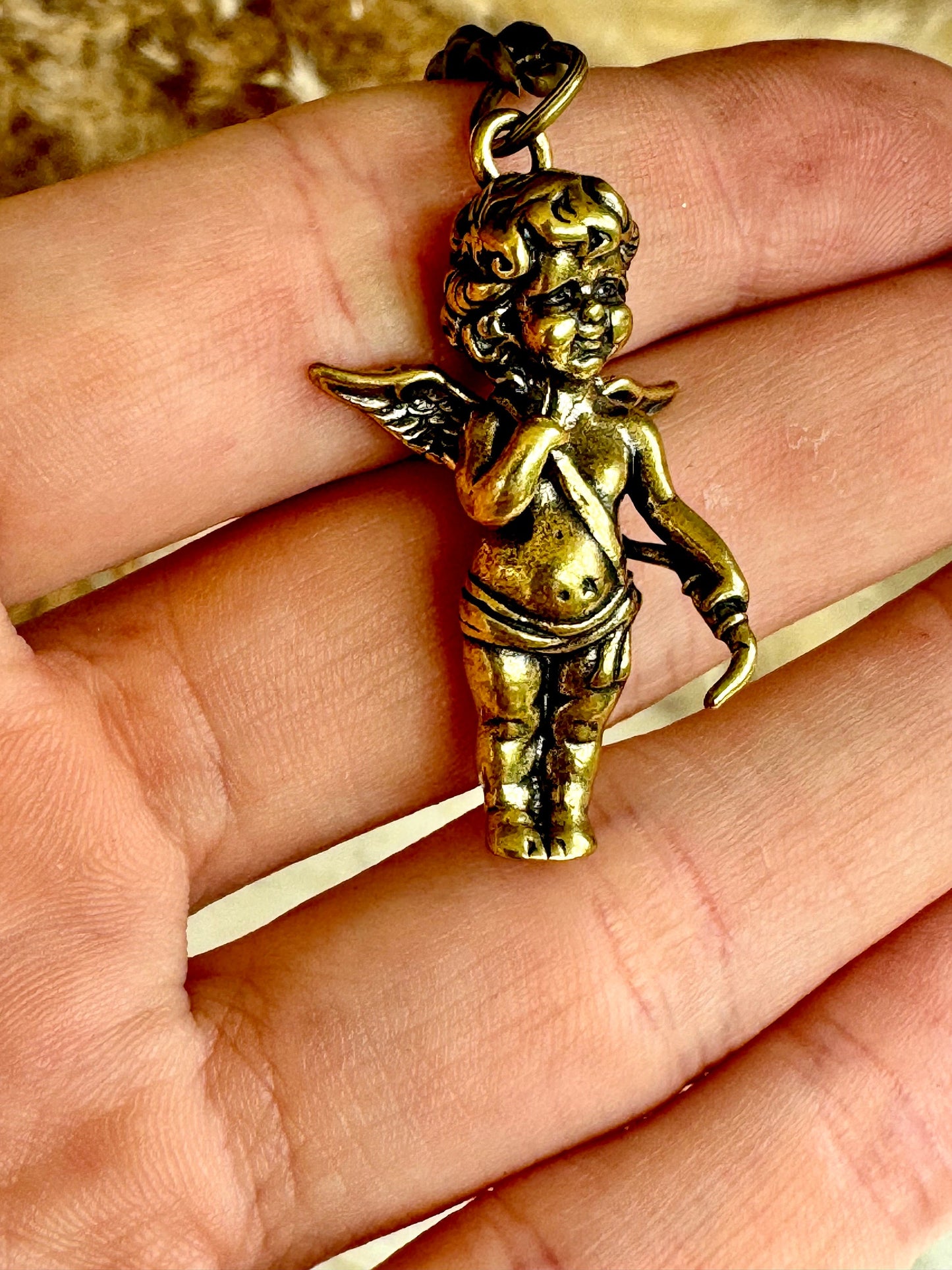 Cupid solid brass keyring, The god of Love fine pendant, Cherub keychain, true love gift, Adorable little gift, Gift for loved ones