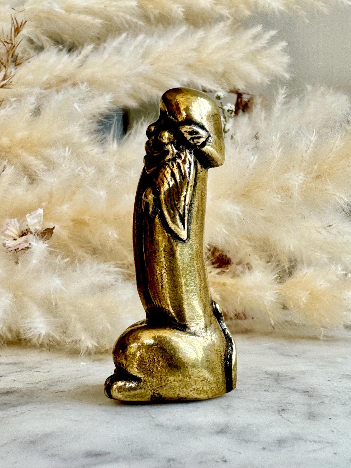 Solid brass Wise Elf Willy Penis Ornament, Hen Stag Adult Toy Gift, Magic creature Novelty Penis Shape Statuette, Willy Shape figure