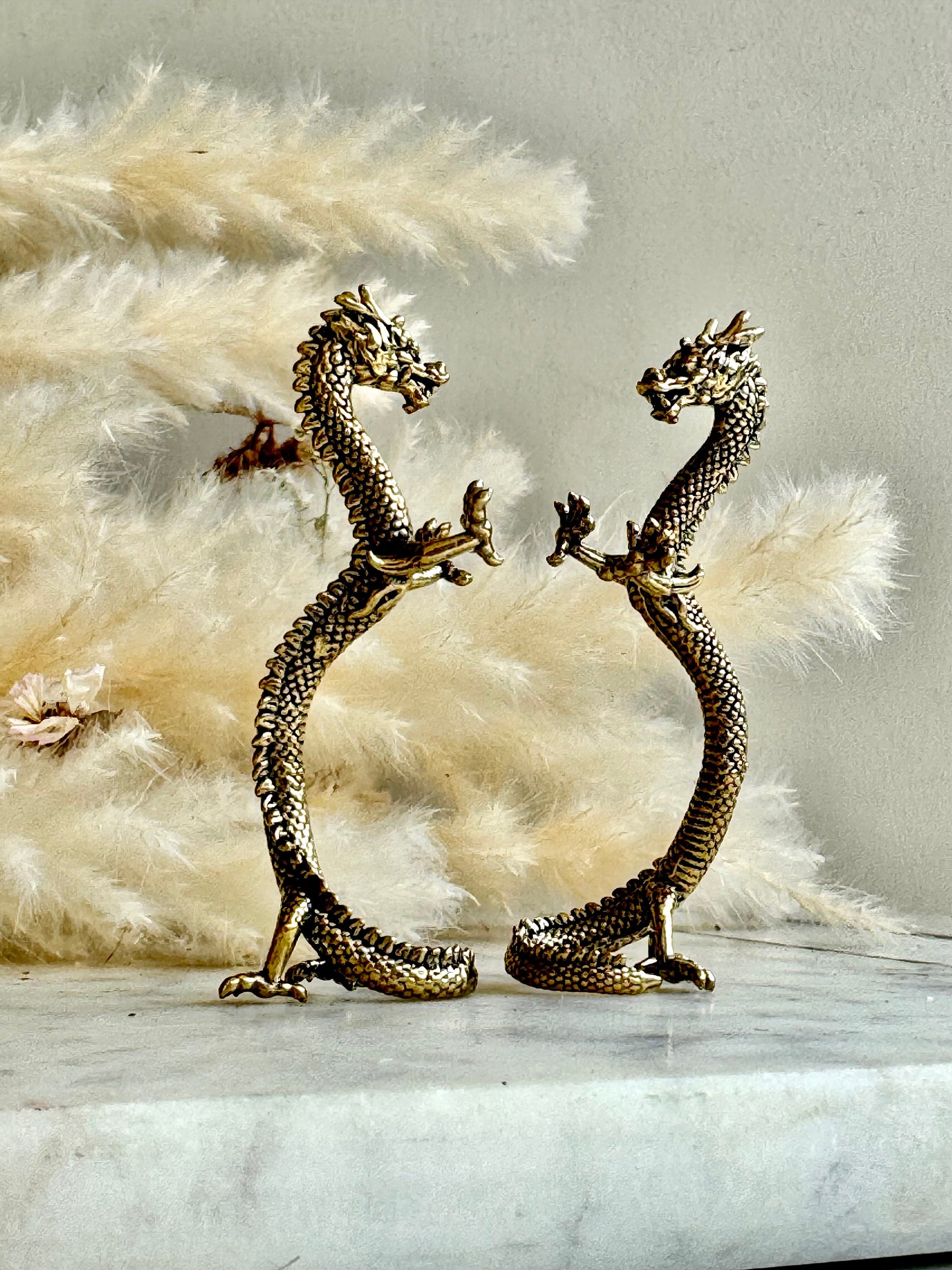 Playing Dragon Figurine, Chinese Bronze Feng Shui Animal Kylin Unicorn Statue, Rare China Loong figure, Wealth fly Chi-lin